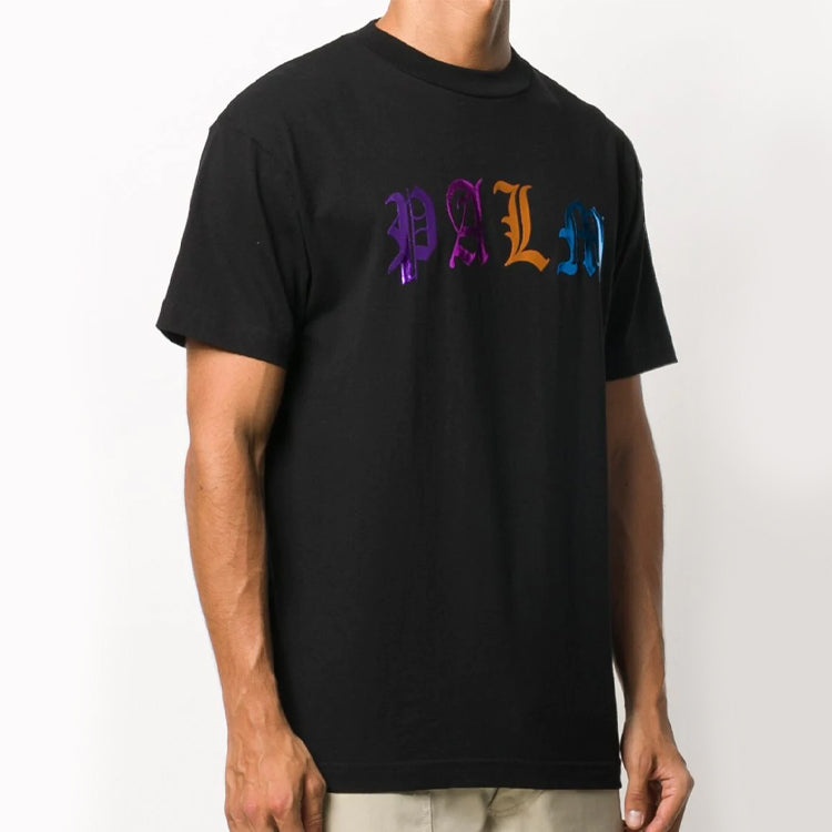 Men's PALM ANGELS Logo Printing Short Sleeve Black PMAA001E20JER0071084 - 2