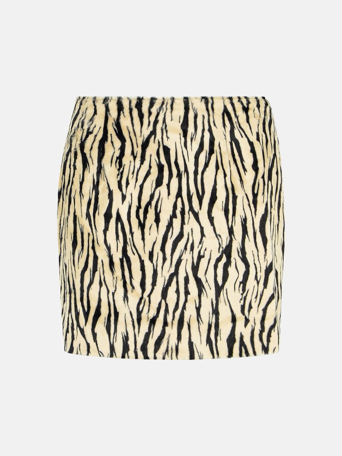 PRINTED FAUX FUR SKIRT - 1