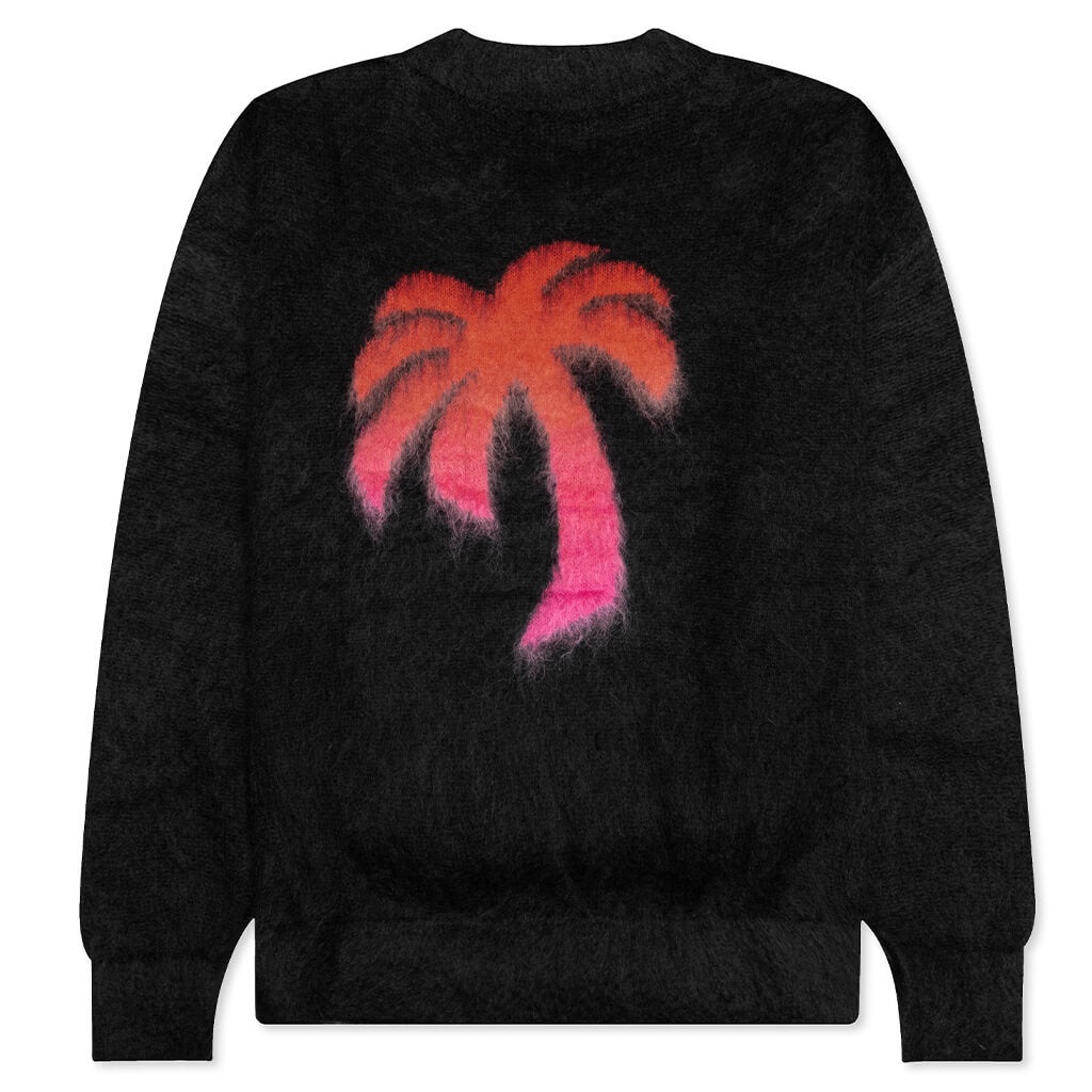 PALM ANGELS THE PALM SWEATER INTARSIA - BLACK/FUCHSIA - 2