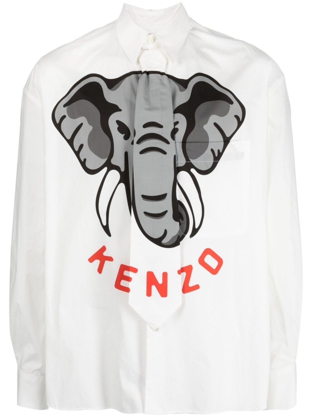 Kenzo Elephant-print tie-detail shirt - 1