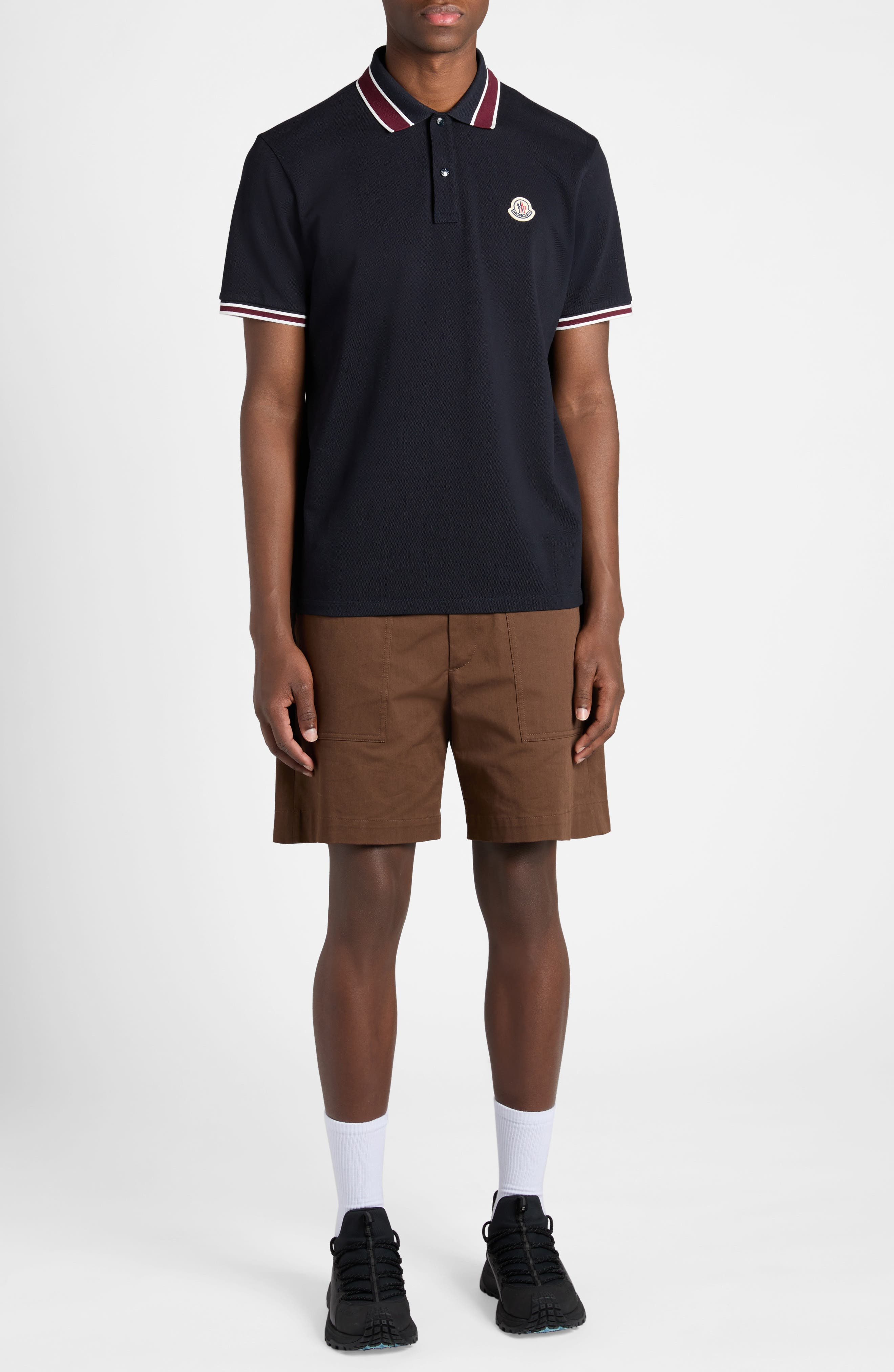 Moncler Tipped Cotton Piqué Polo in Dark Blue at Nordstrom - 2