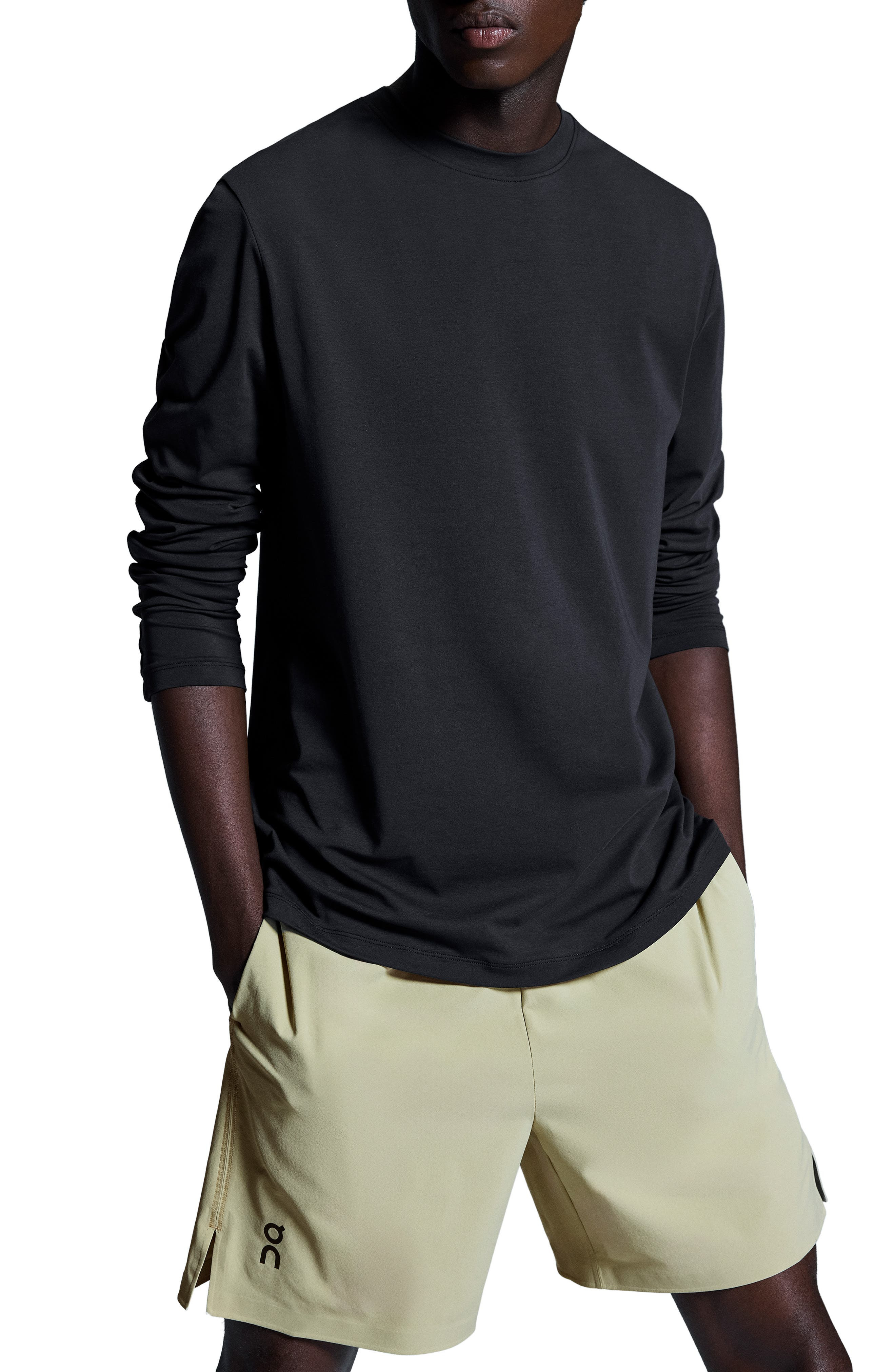 Focus Long Sleeve Pima Cotton Blend T-Shirt in Black at Nordstrom - 1