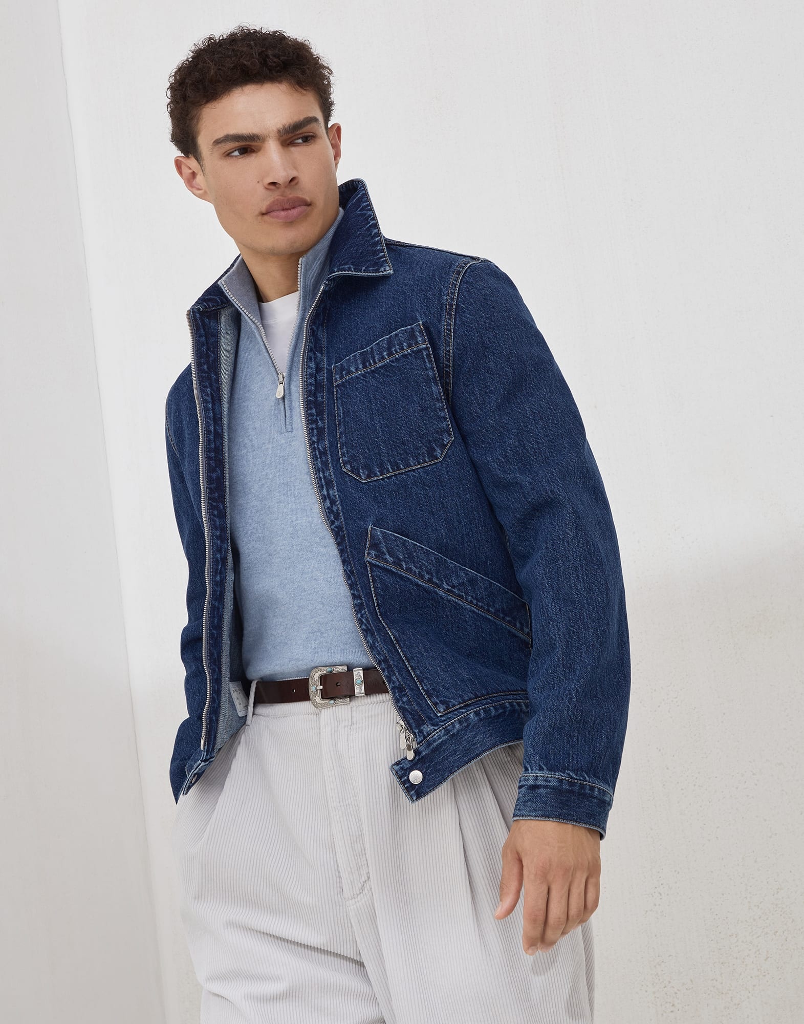 Cashmere sweater with half zip - 4
