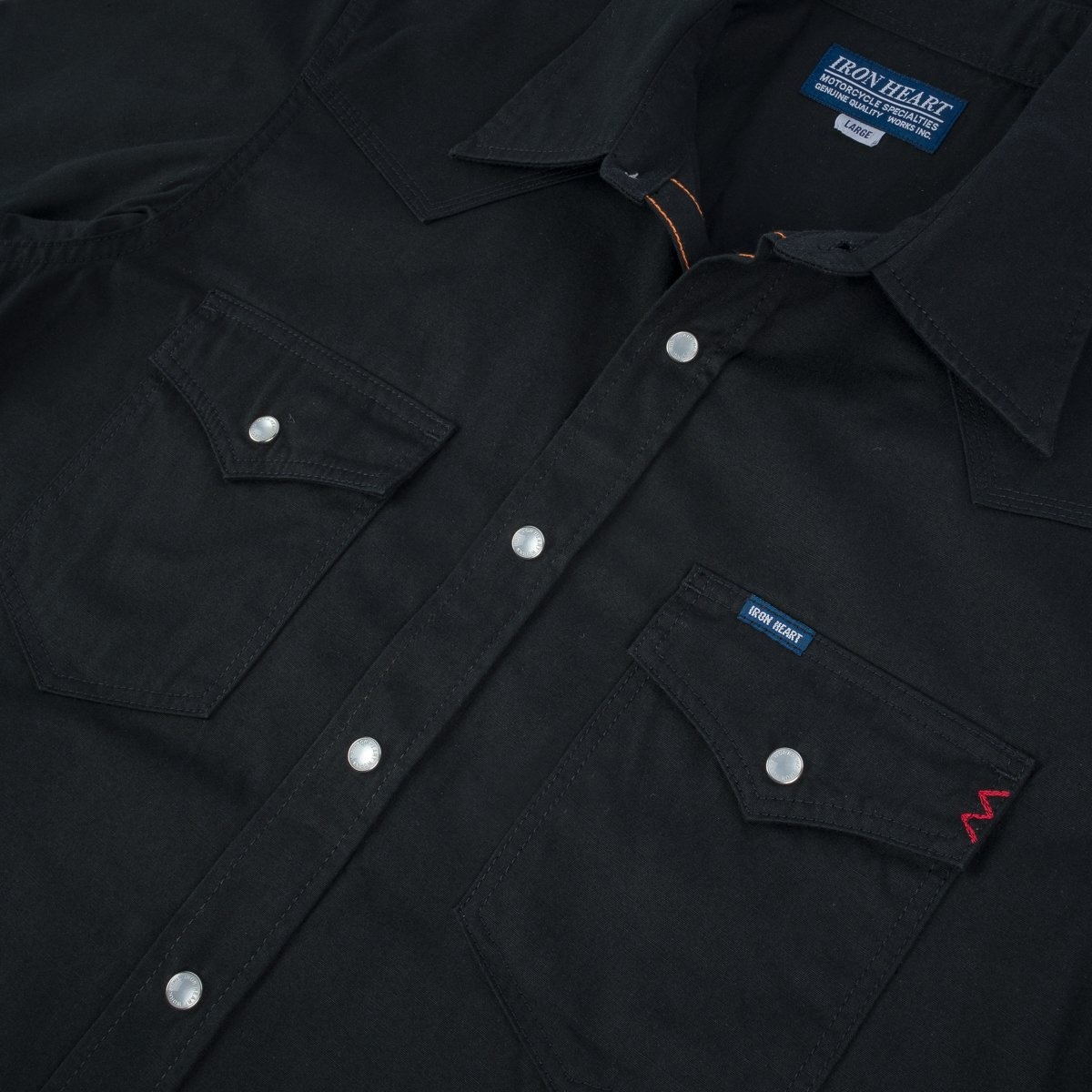 IHSH-387-BLK 7oz Fatigue Cloth Short Sleeved Western Shirt - Black - 10
