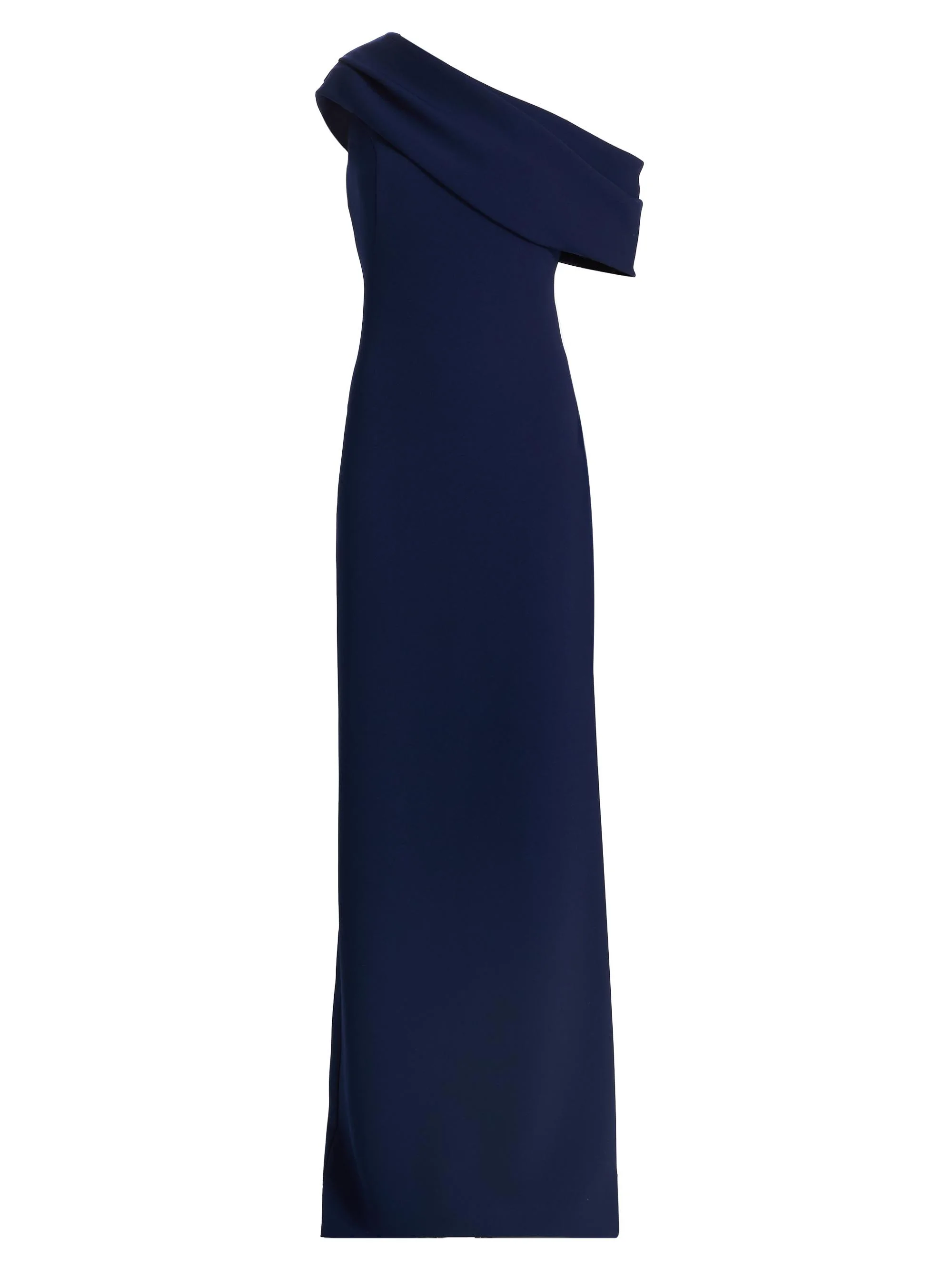 Women's Draped One-Shoulder Column Gown - Navy - 1