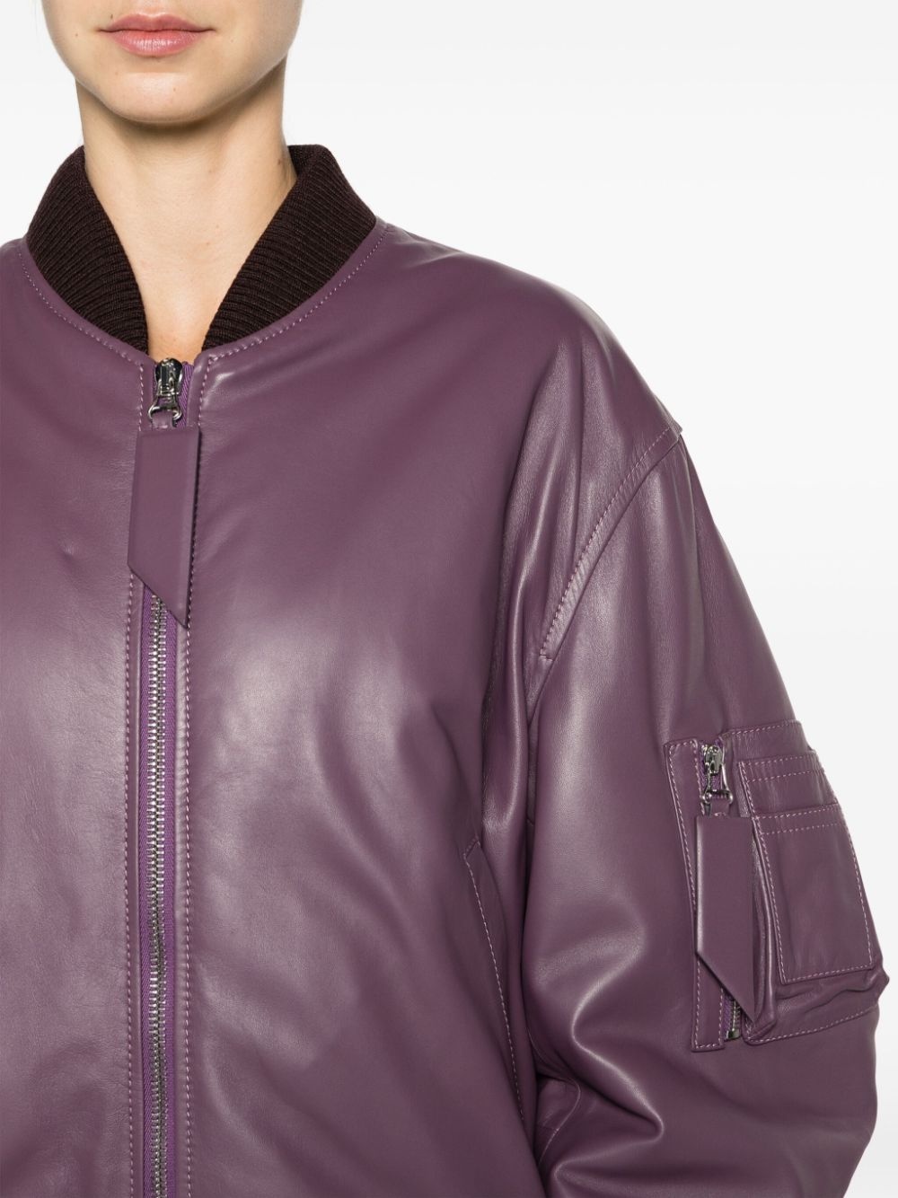 Anja padded leather bomber jacket - 5