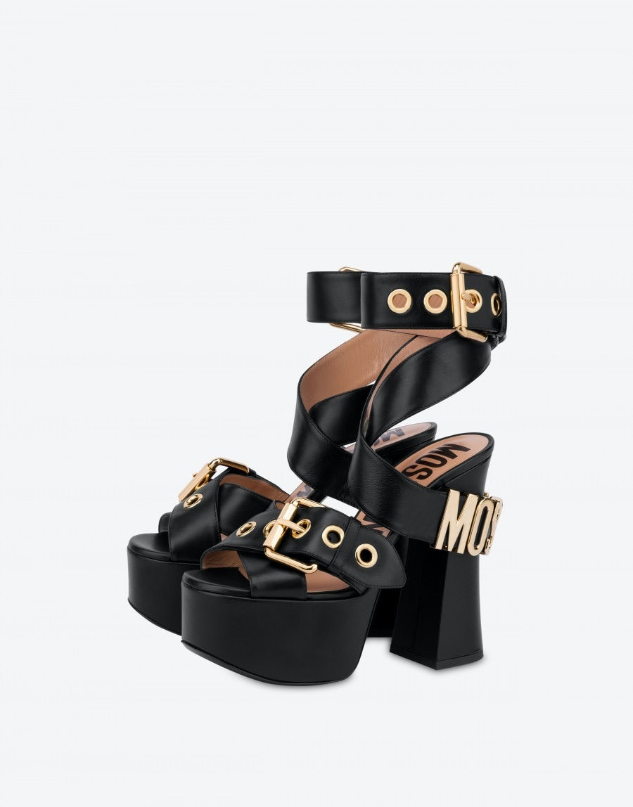 MOSCHINO BELT PLATFORM SANDALS - 1