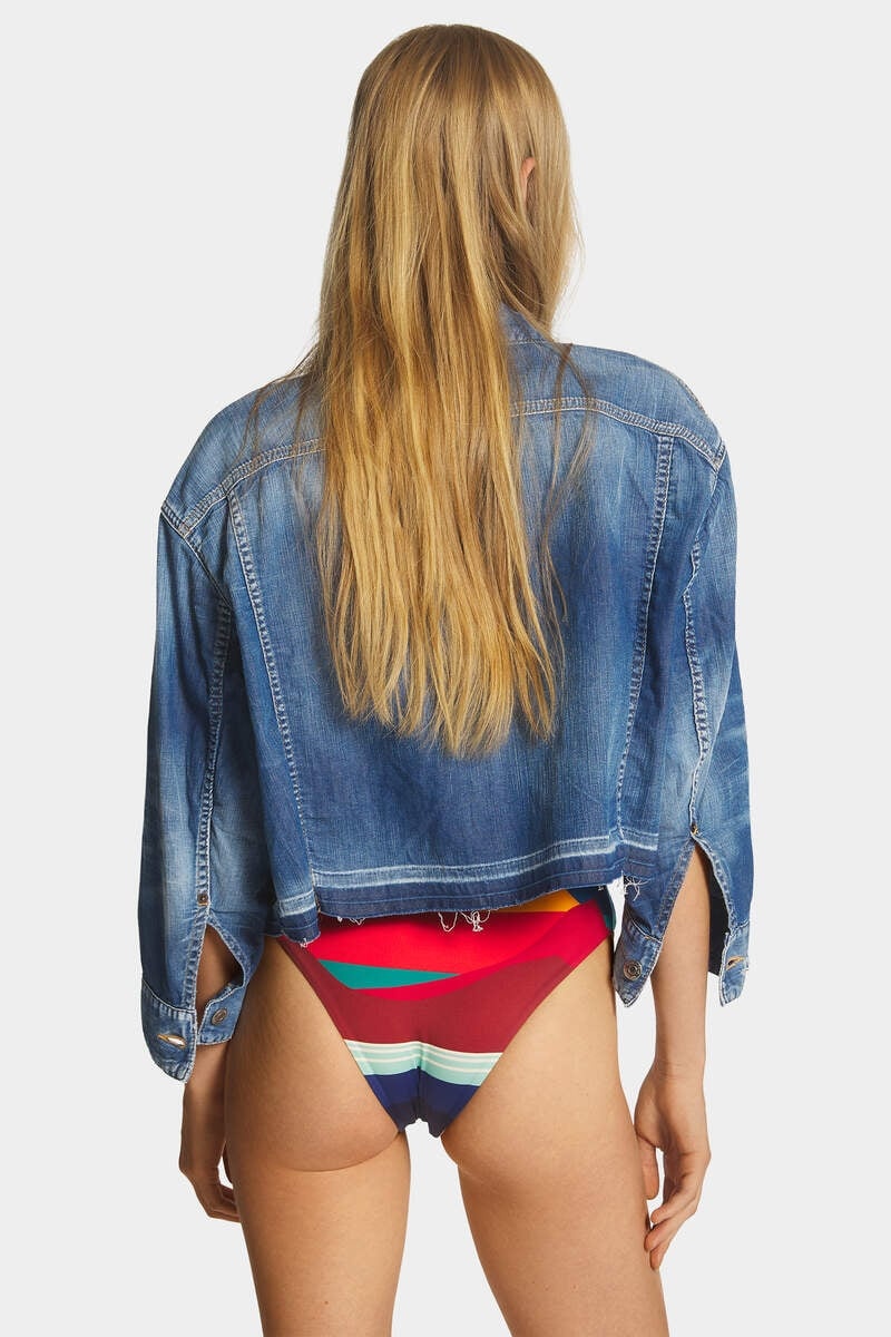 SUMMER LOVERS MEDIUM WASH MAXI JEAN JACKET - 4