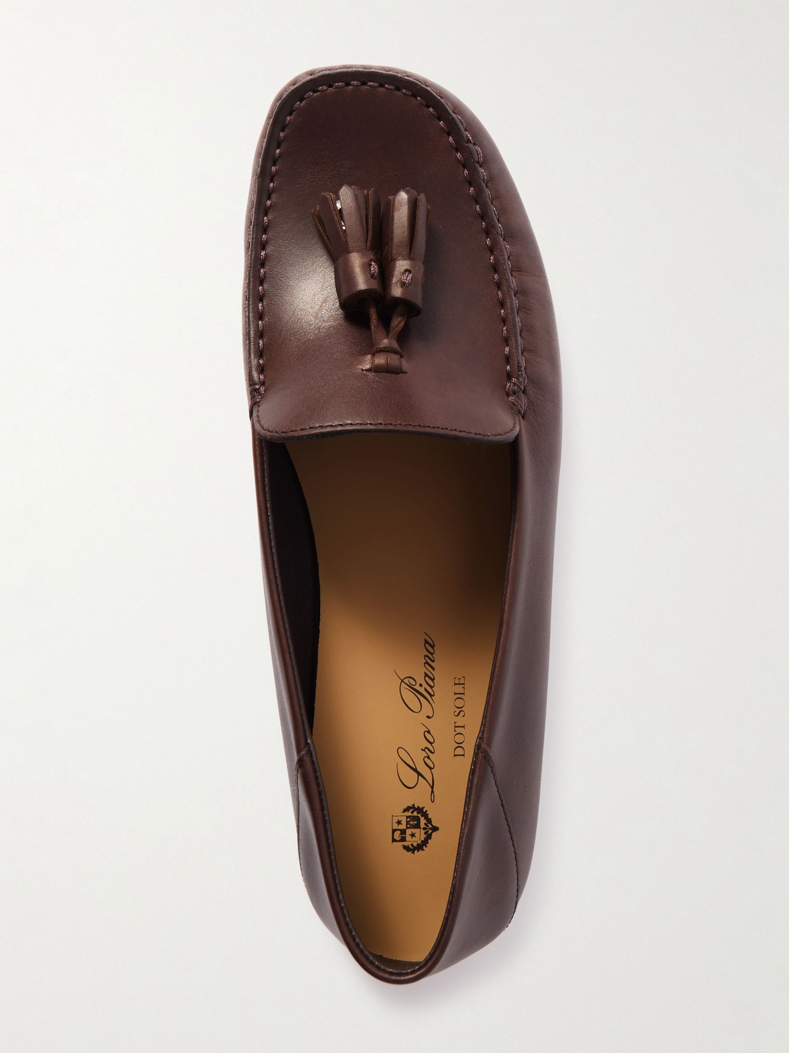 Tasseled leather collapsible-heel loafers Dark brown - 5