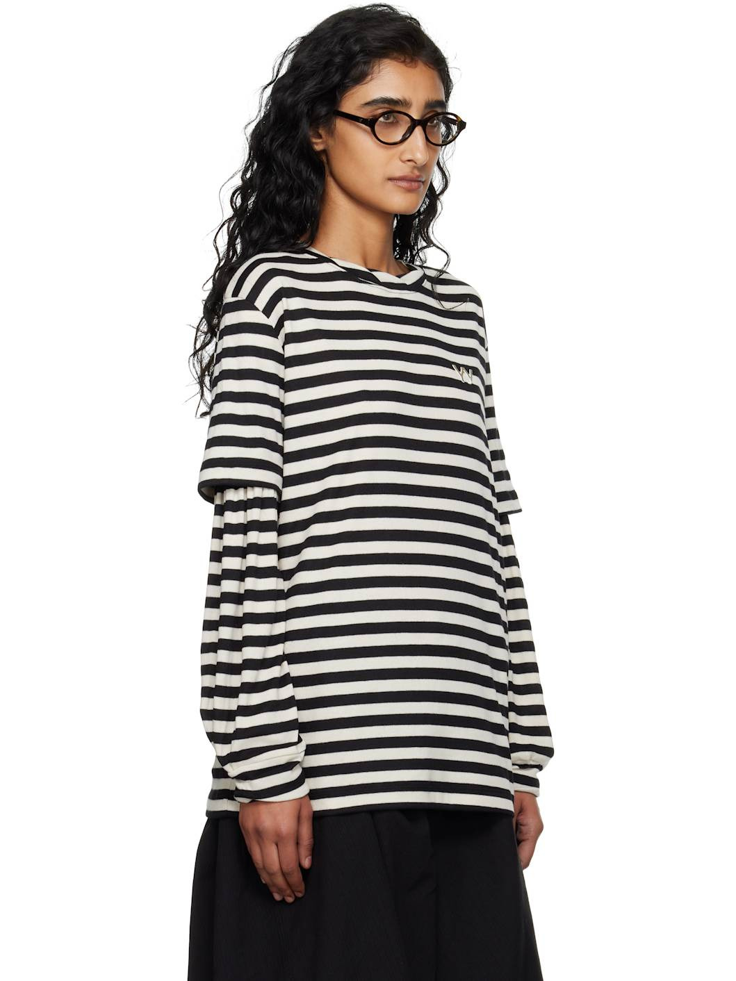 Black & Off-White Layered Stripe T-shirt - 2