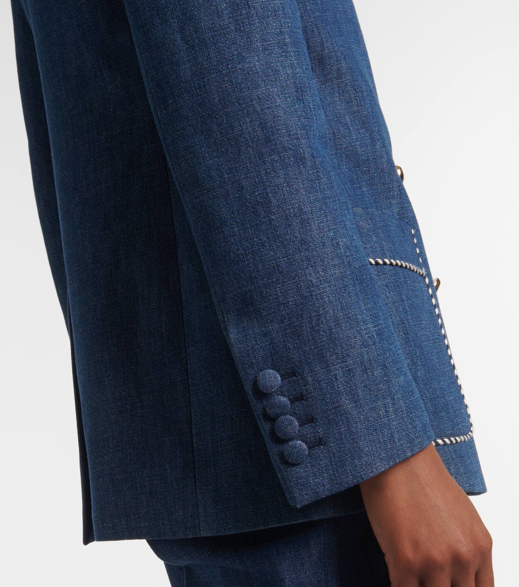 Double-breasted chambray blazer - 5