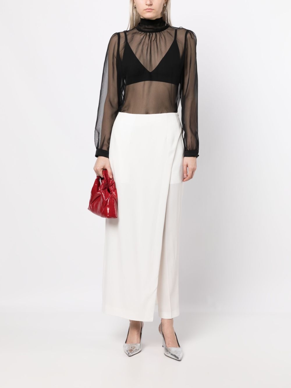 fitted-waistline long skirt - 2