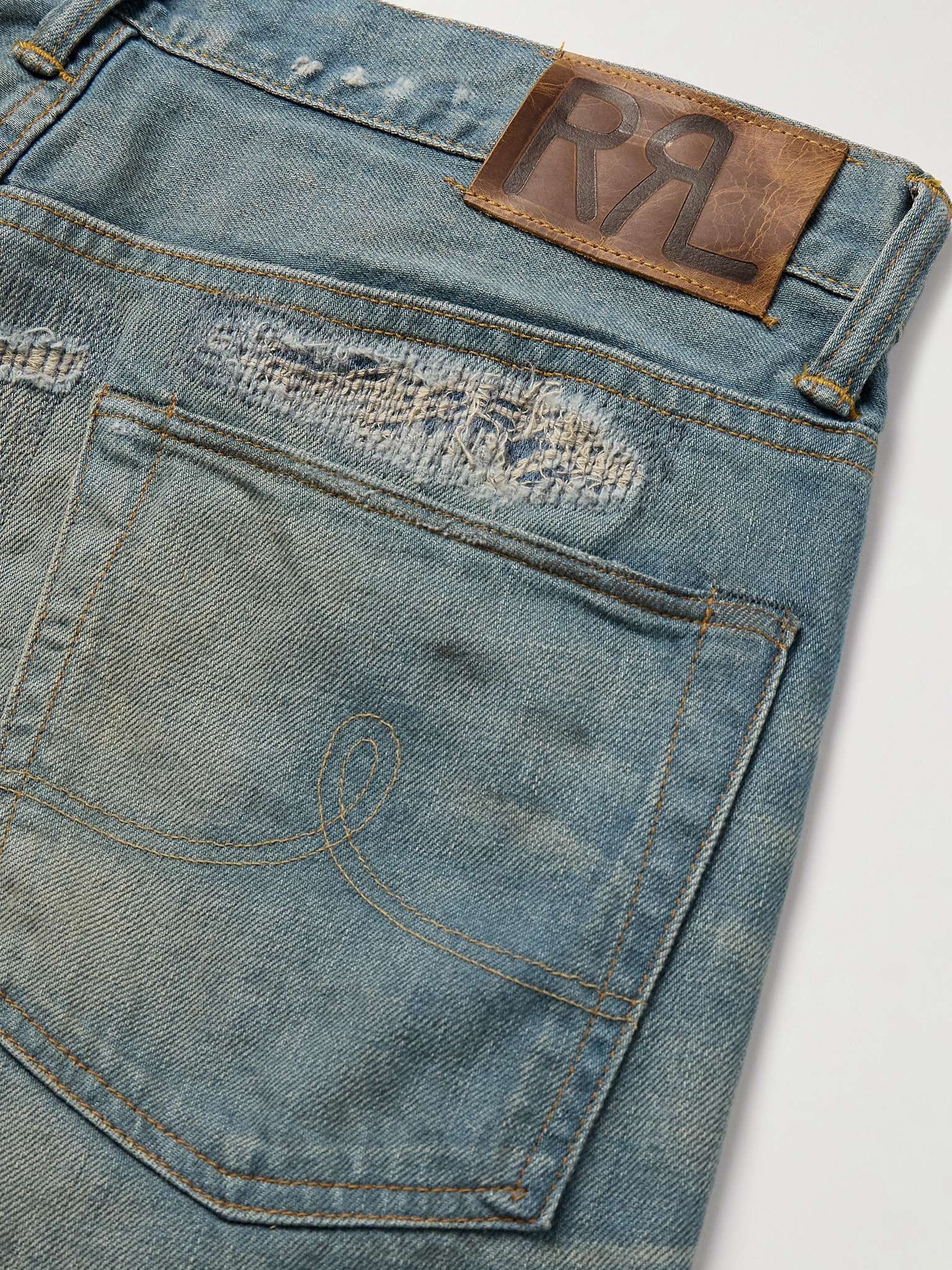 Straight-Leg Indigo-Dyed Distressed Selvedge Jeans - 5