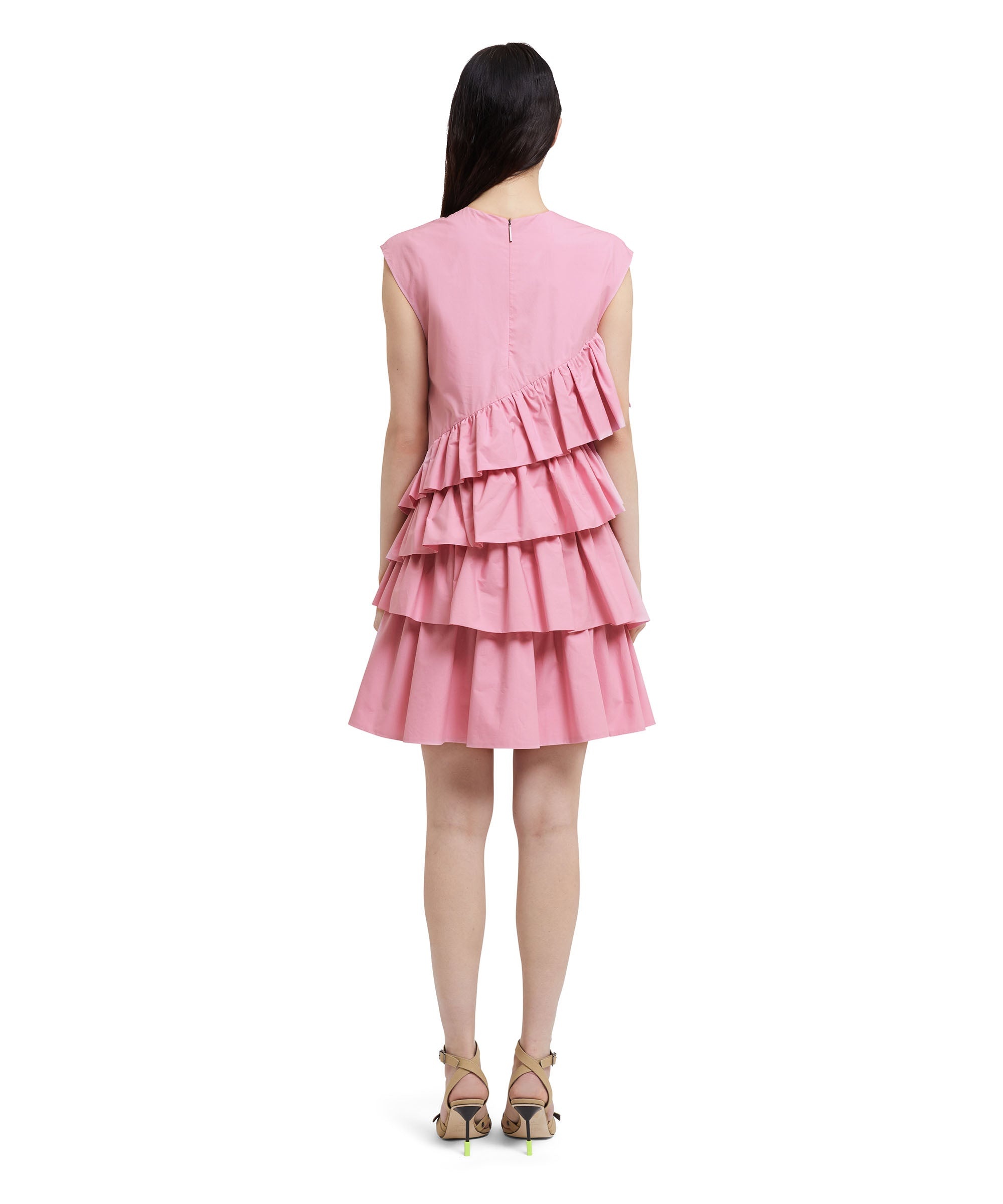 Sleeveless poplin dress with ruffles - 3