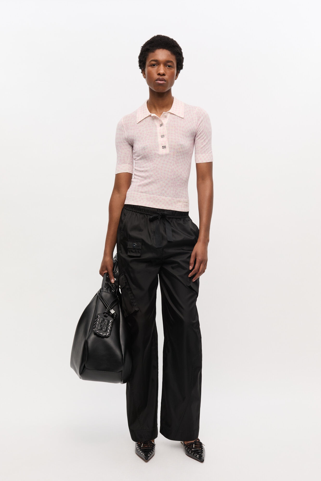 PINK SHEER COTTON PRINTED POLO SHIRT - 4