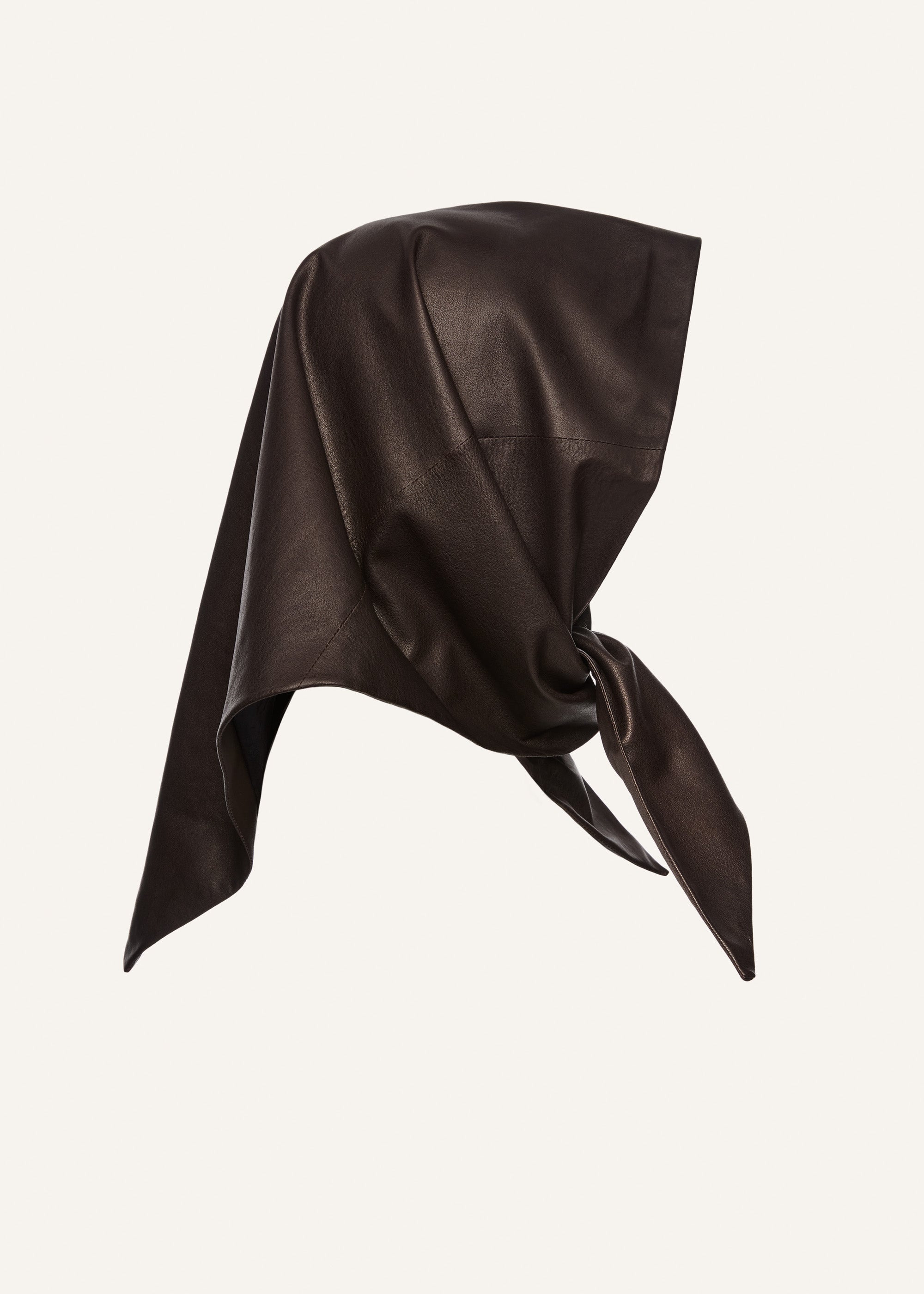 Leather tie scarf in brown - 3