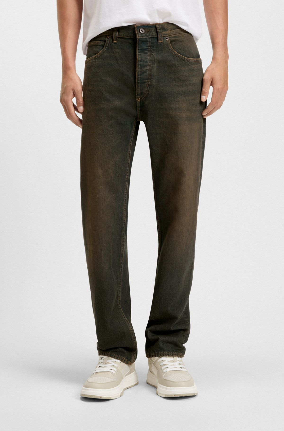 REGULAR-FIT JEANS IN GREEN-CAST RIGID DENIM - 2
