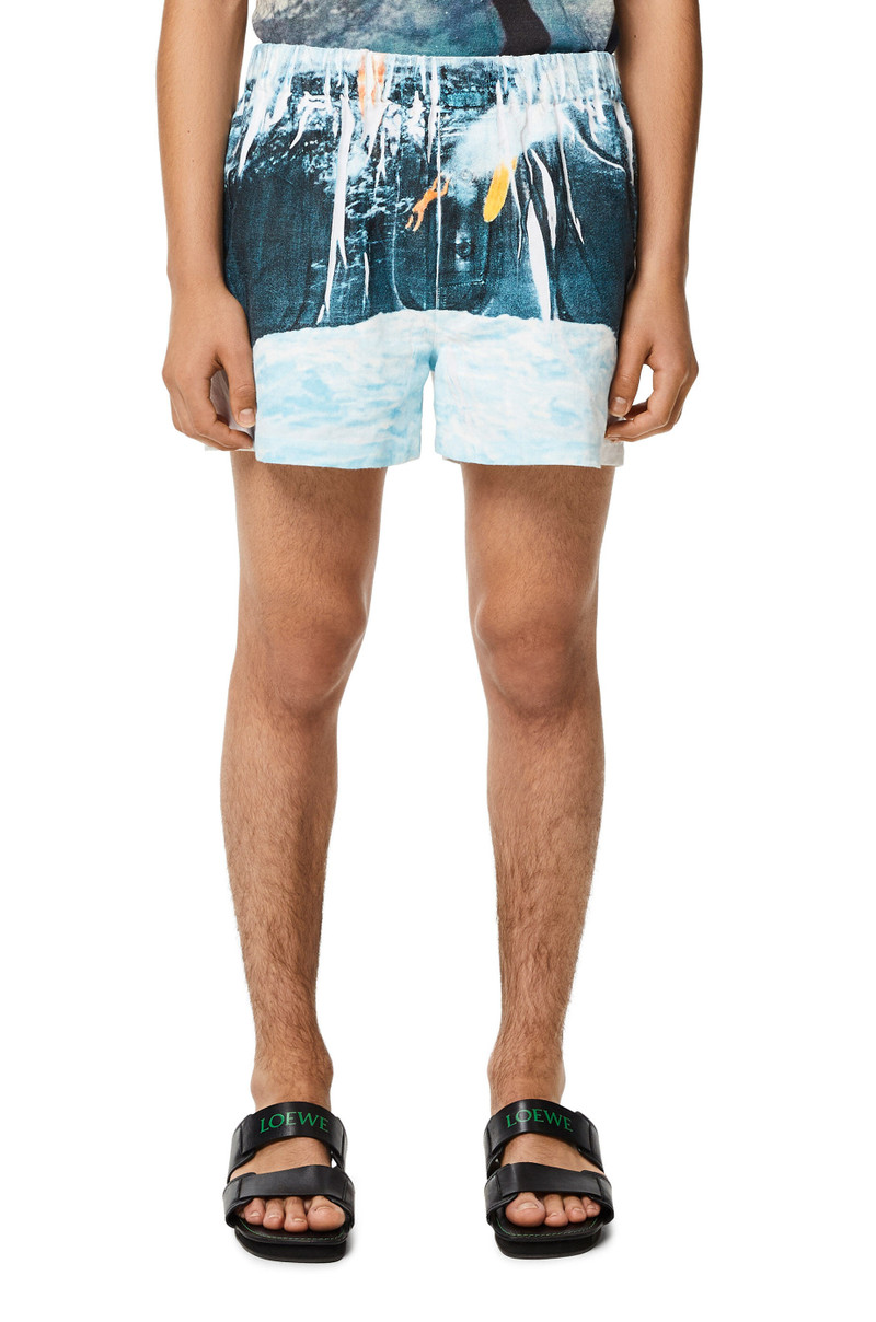 Surf print short pants in linen 3