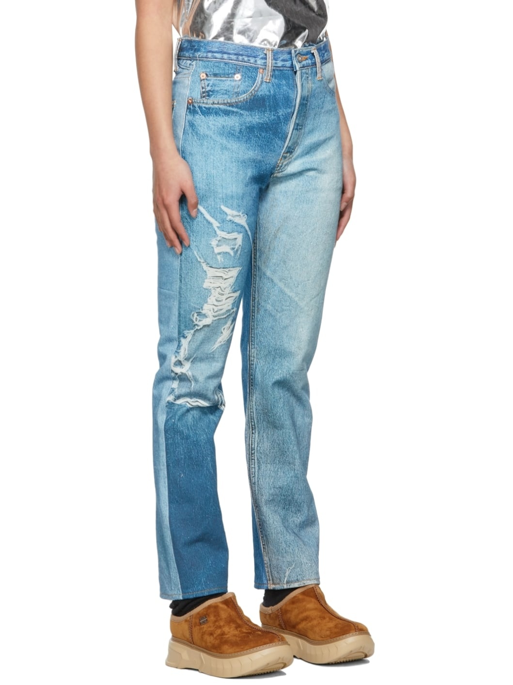 Blue Photo Print Jeans - 2