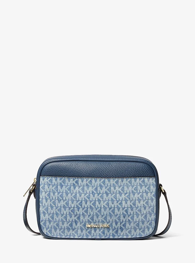 Jet Set Travel Signature Logo Print Denim Camera Crossbody Bag - 1
