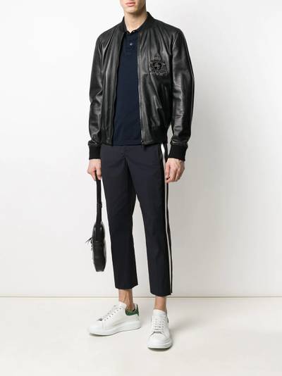 Dolce & Gabbana DG patch leather bomber jacket outlook