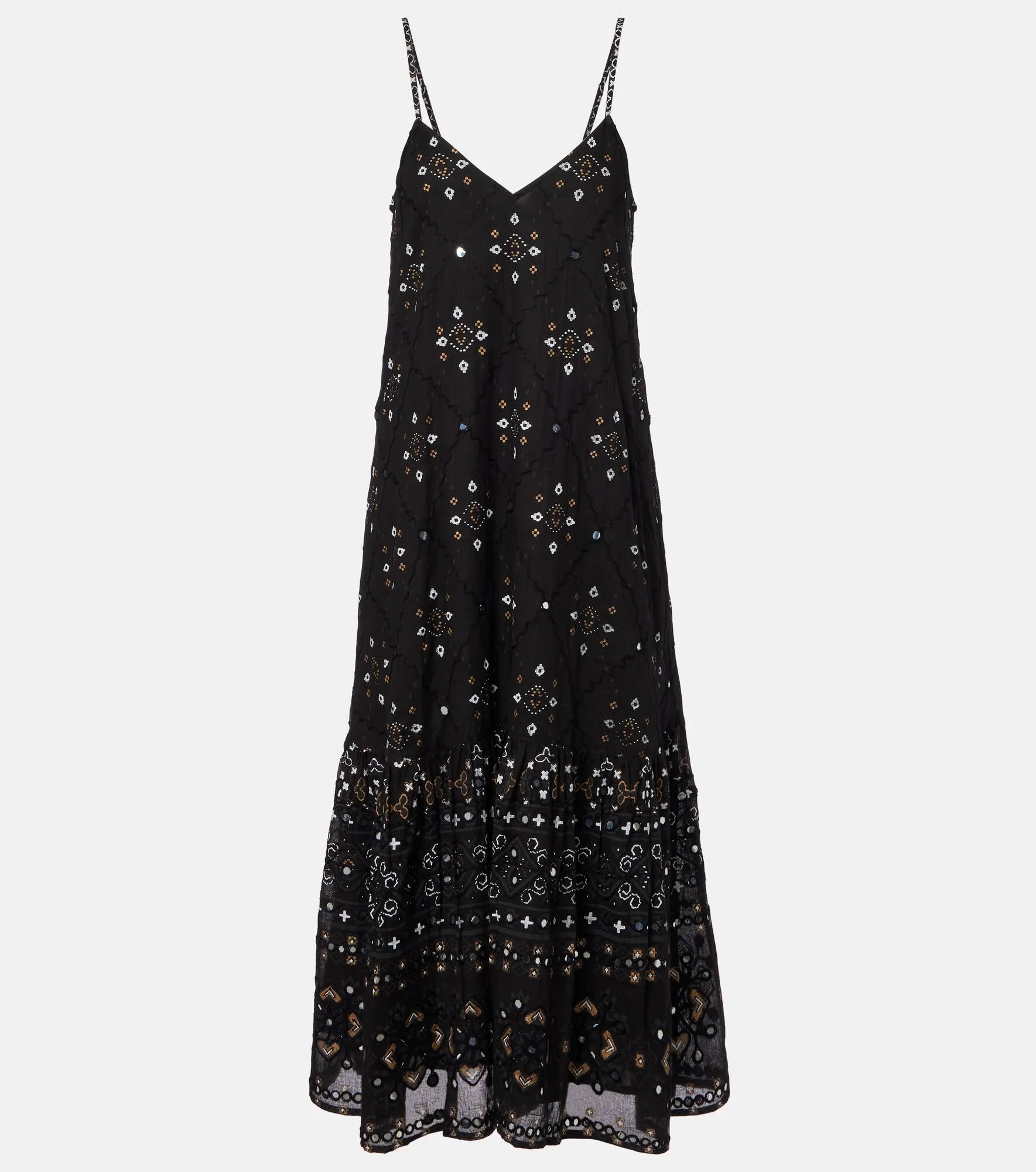 Embroidered cotton midi dress - 1