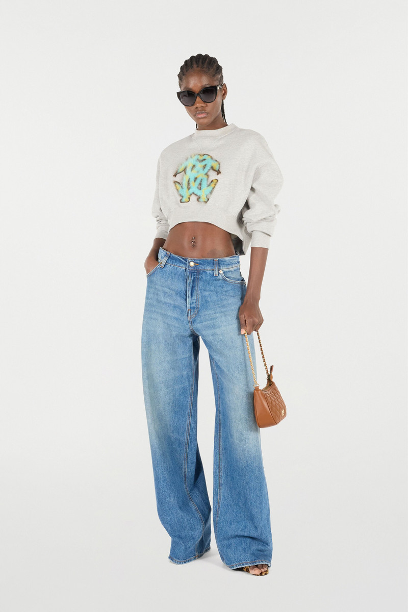 Roberto Cavalli Cropped Sweatshirt with Mirror Snake Monogram outlook