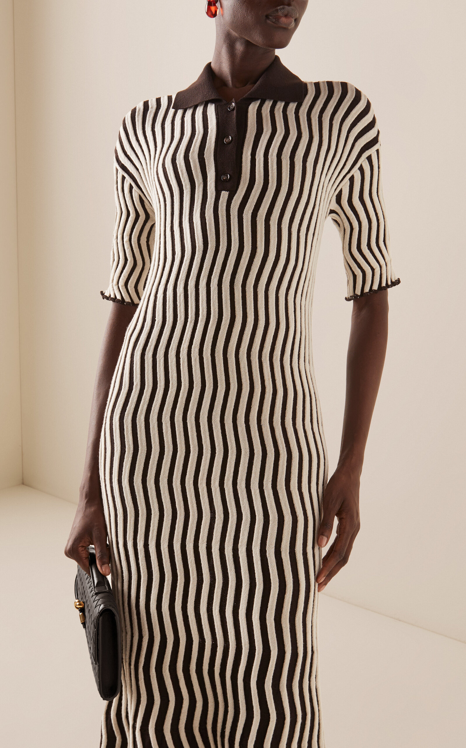 Ribbed Wool-Blend Midi Dress stripe - 3