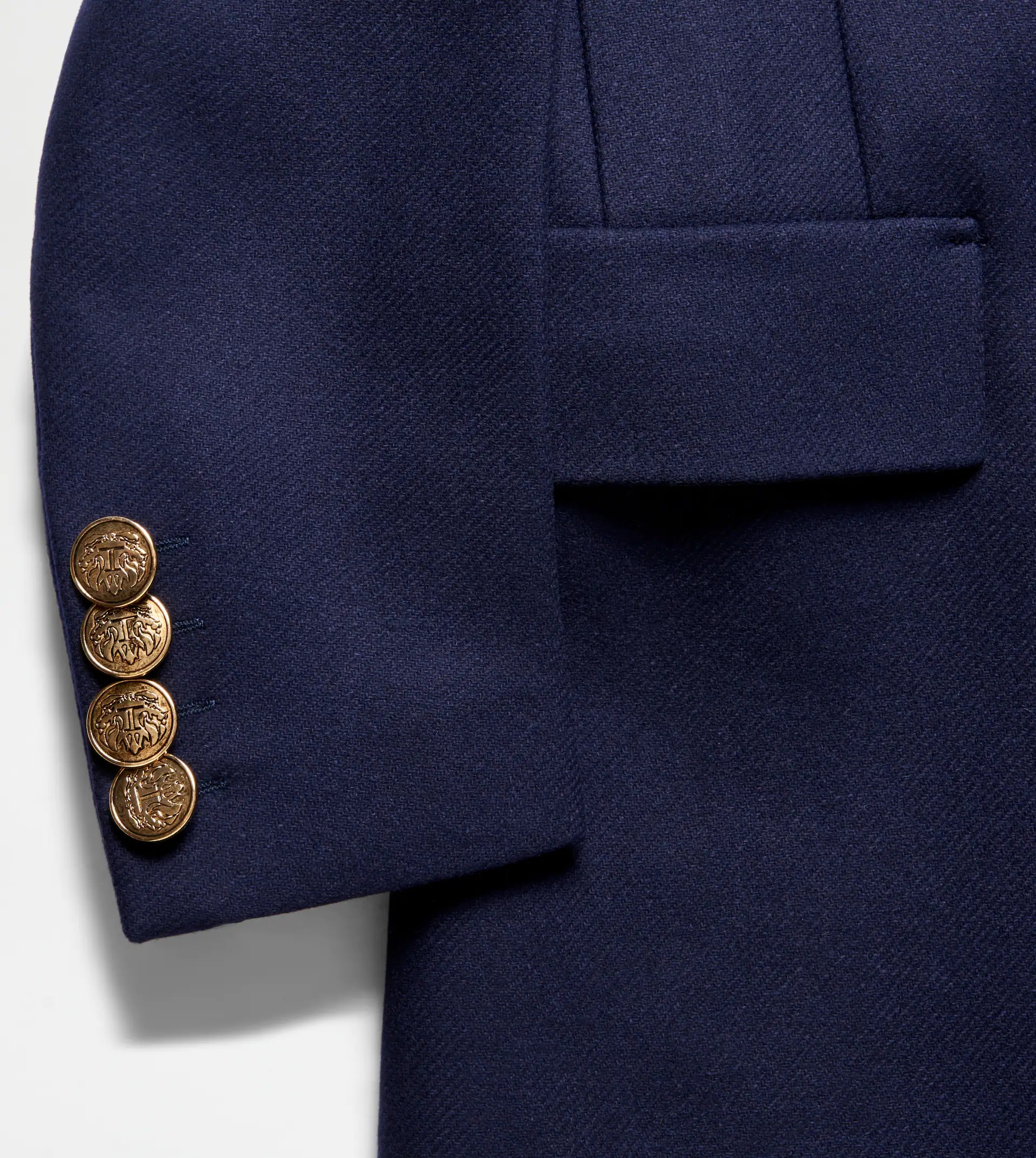 DOUBLE BREASTED COAT IN MIXED WOOL - BLUE - 3