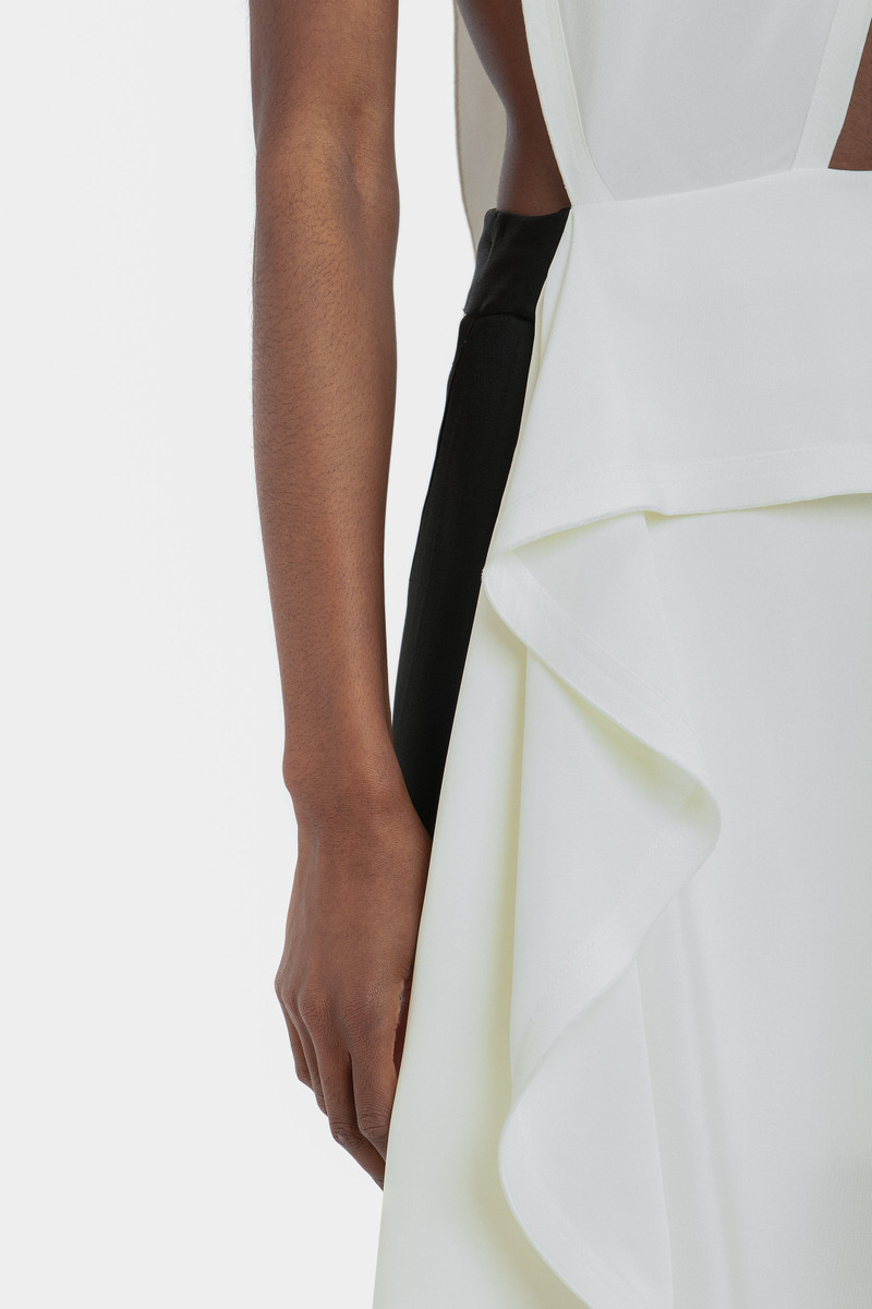 Sleeveless Circle Draped Dress In Ivory 8