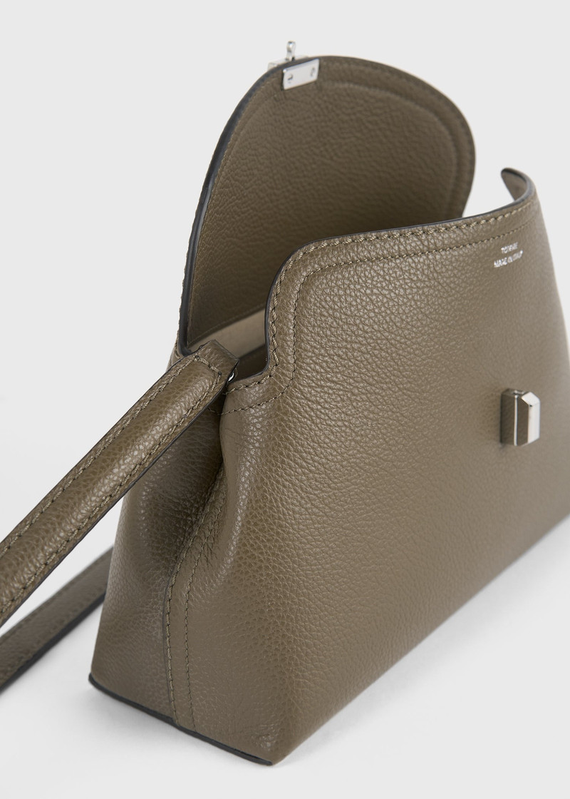 T-lock grained-leather clutch dark taupe 8