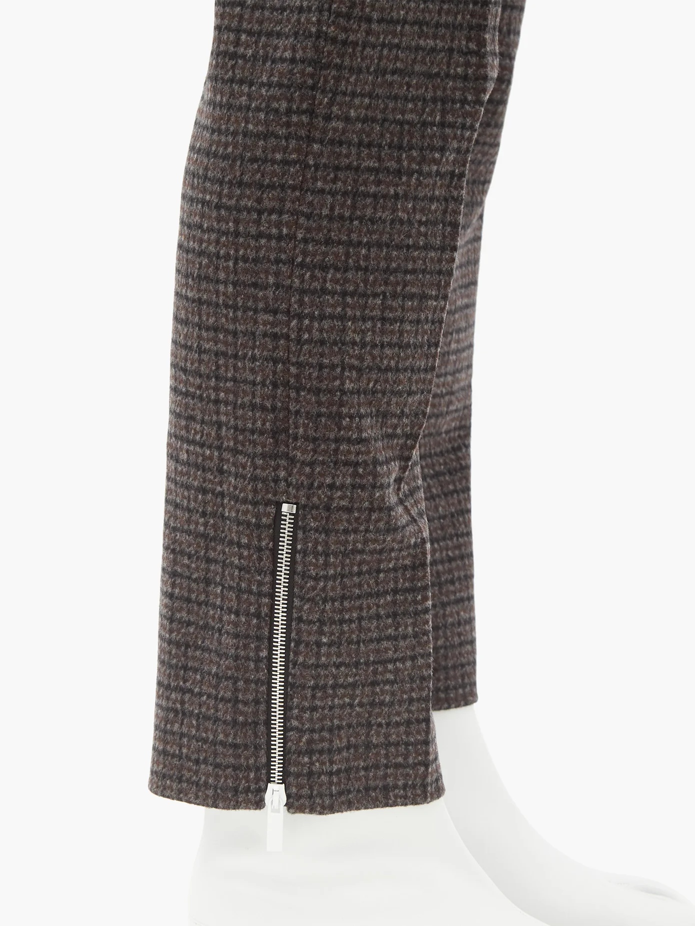 Zip-cuff check wool-blend tailored trousers - 4