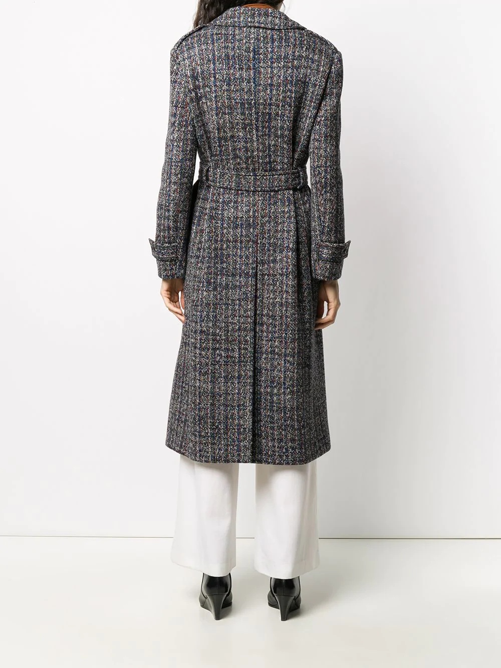 double breasted tweed trench coat - 4