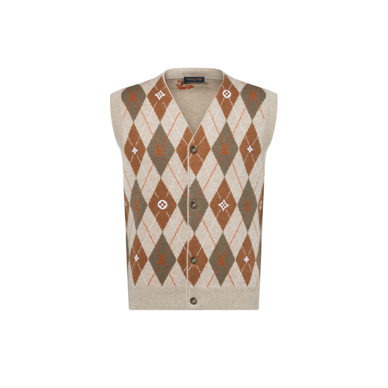 Argyle Intarsia Cardigan Vest 1