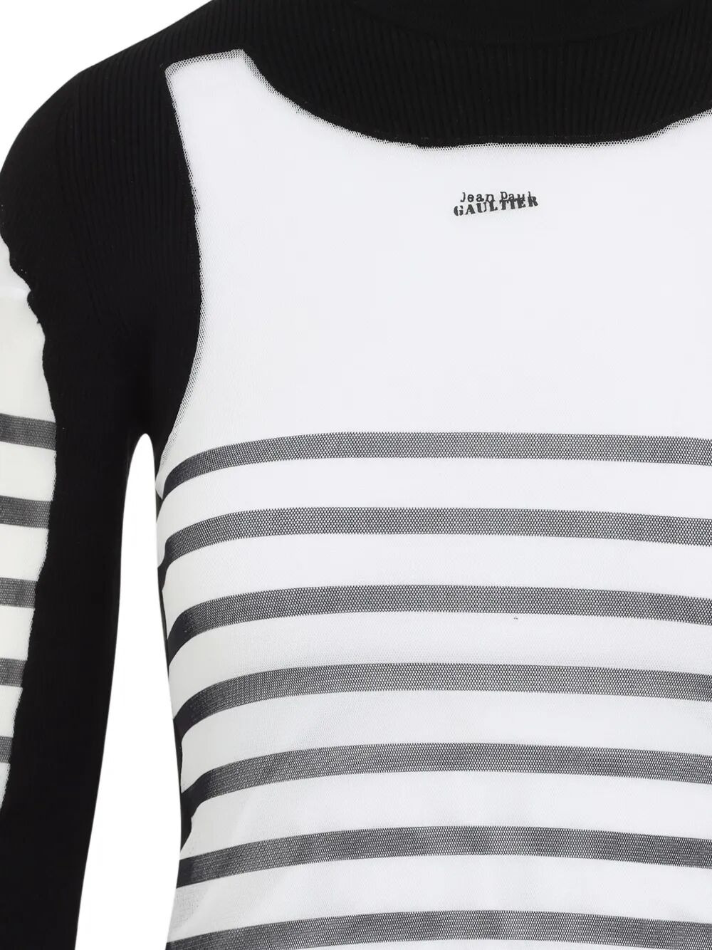Jean Paul Gaultier Women Mix Mesh And Knit Long Sleeves Pullover Printed "Mariniere" - 2