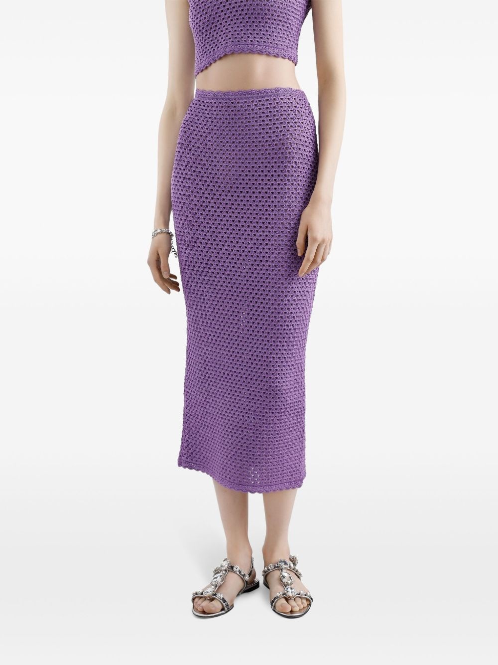 crochet-knit midi skirt - 4