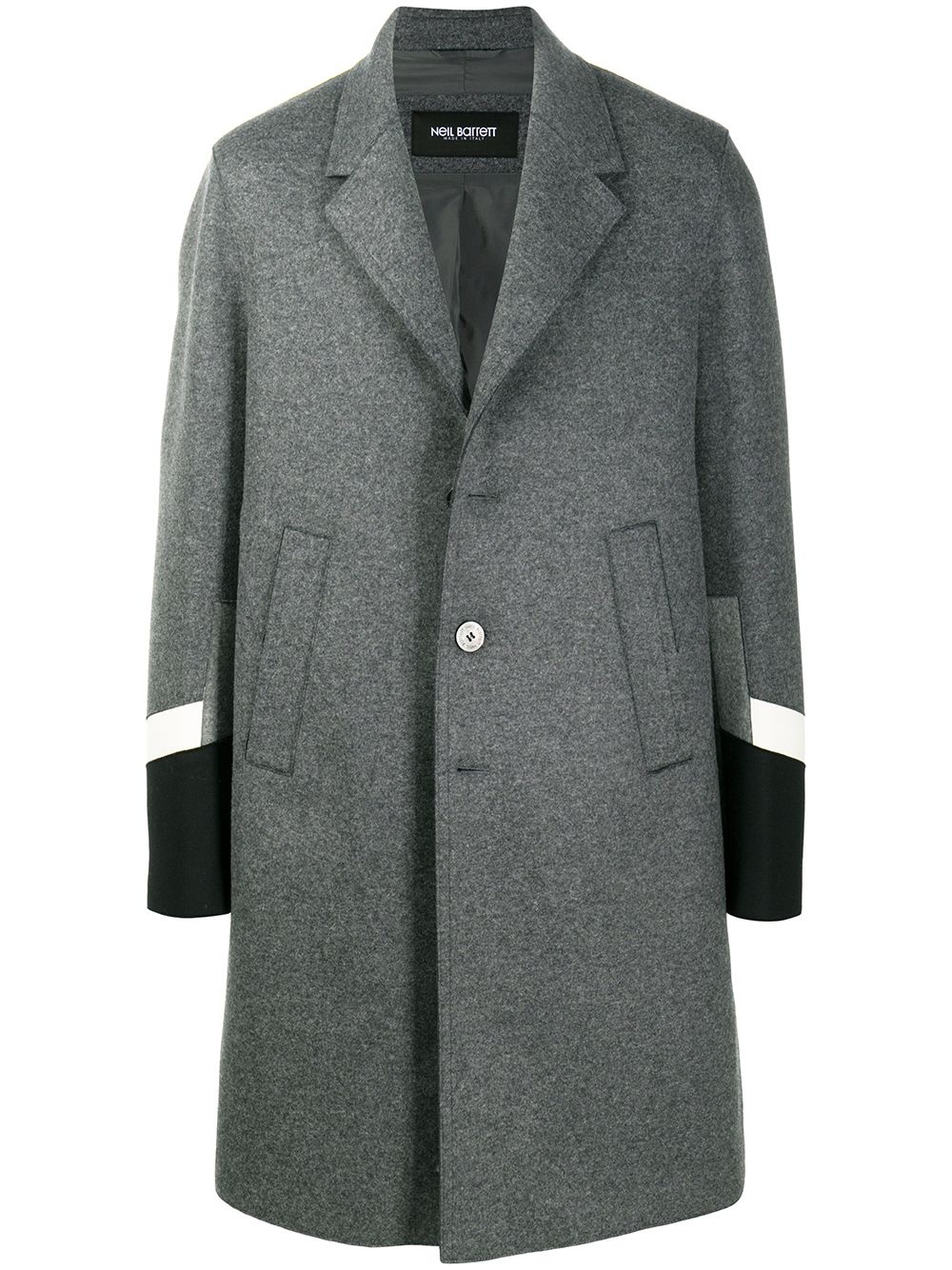 contrasting cuffs single-breasted coat - 1