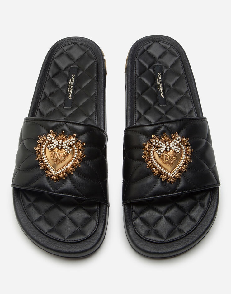 Beachwear Devotion sliders in matelassé nappa leather - 4