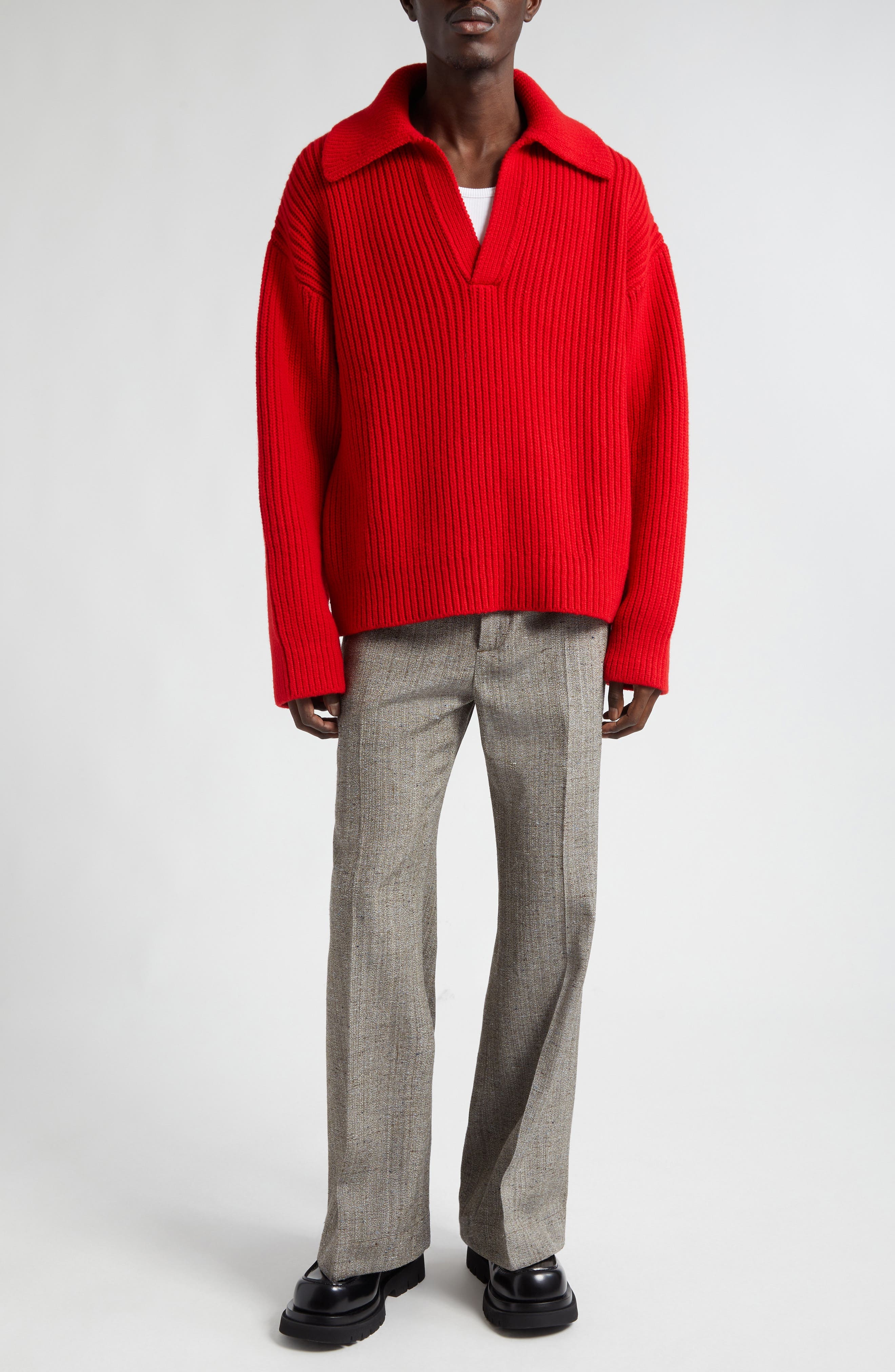 Bottega Veneta Knotted Mélange Trousers in Brown/White/Blue at Nordstrom - 2
