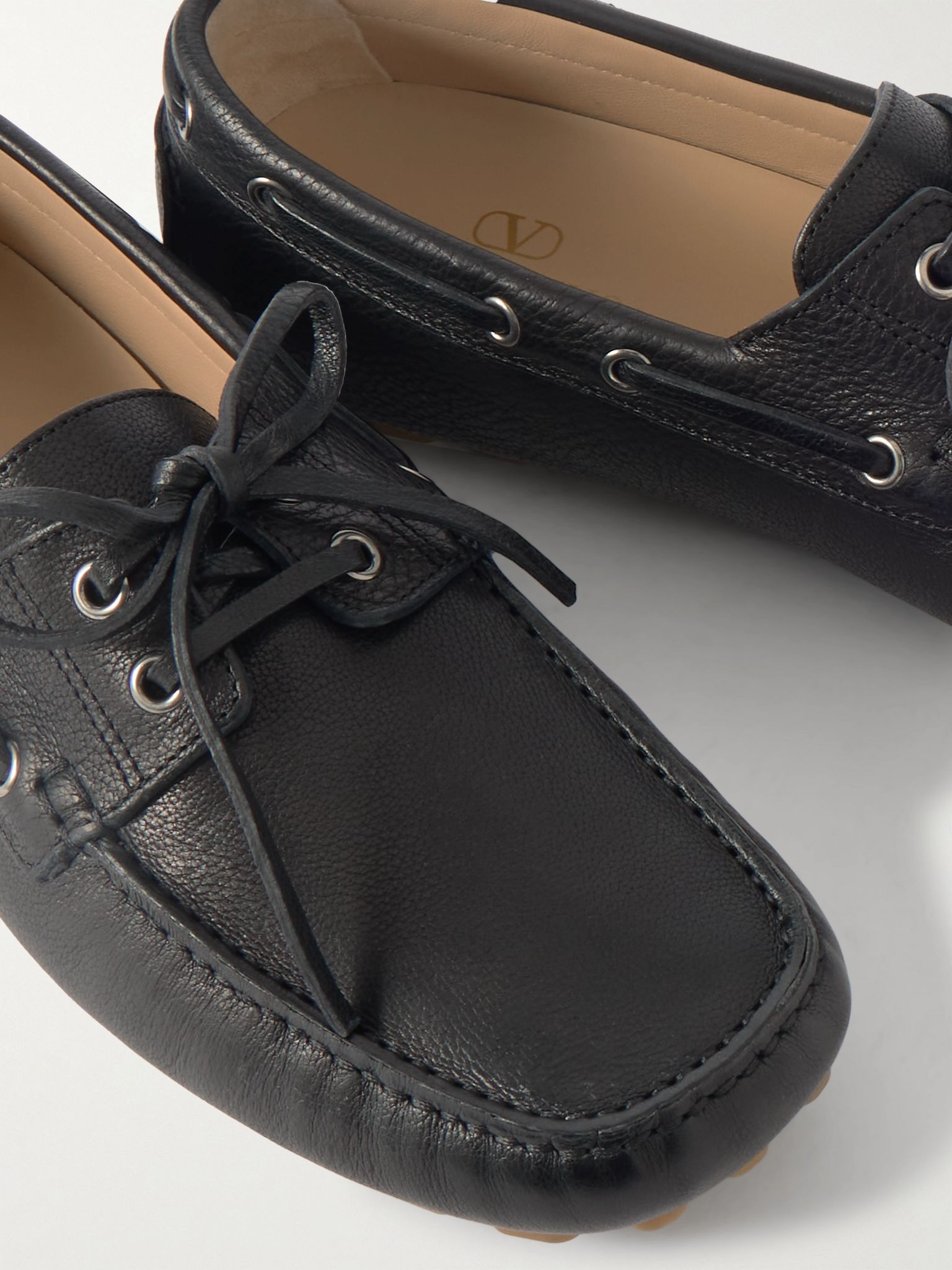 Leather Driving Shoes Black - 5