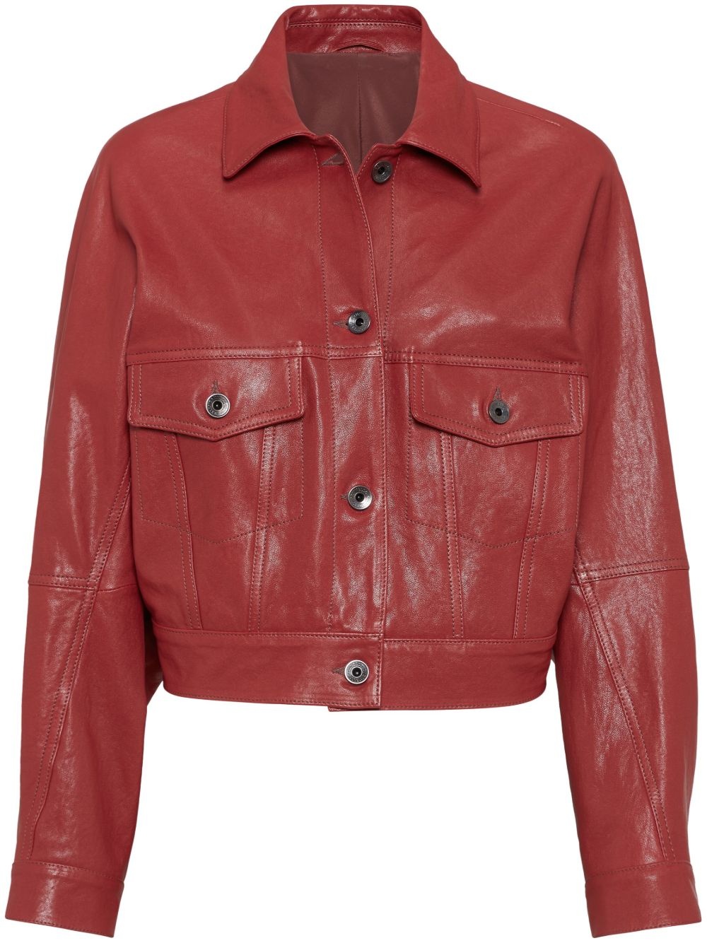 cropped leather jacket - 1
