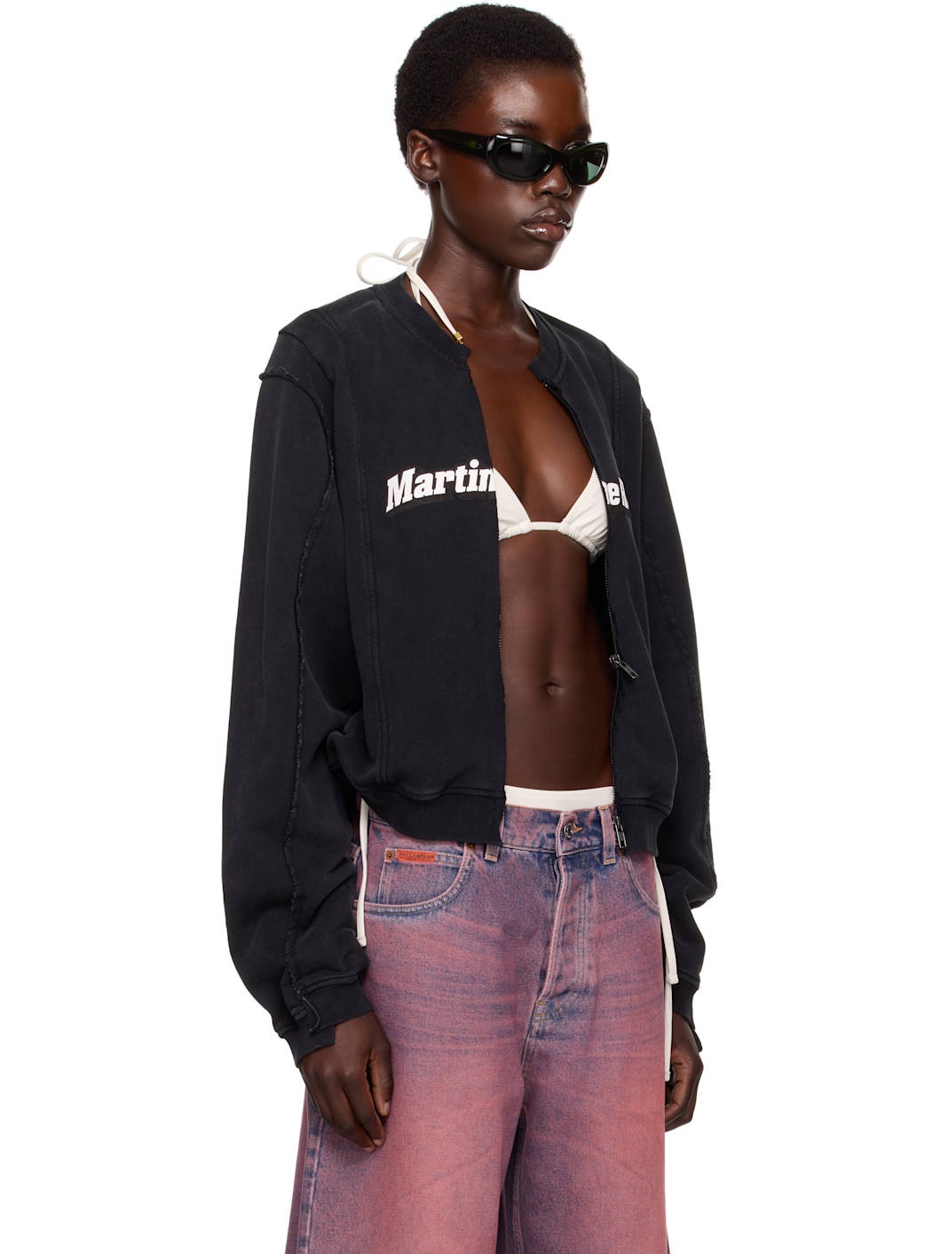 SSENSE Exclusive Black Shrunken Zip Up Crew Jacket - 2