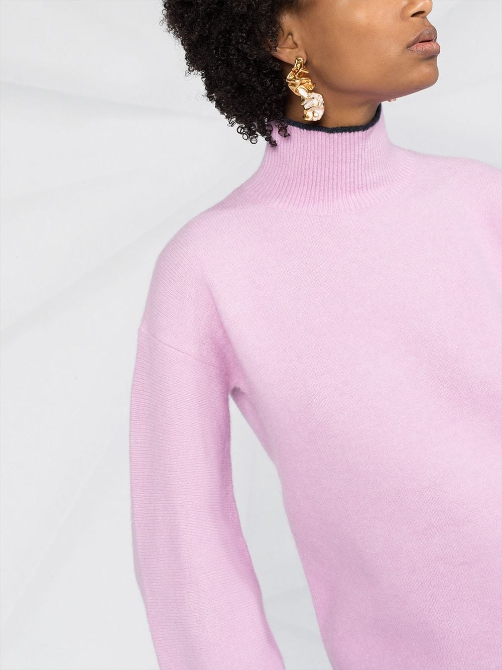 roll neck rib-trimmed jumper - 3