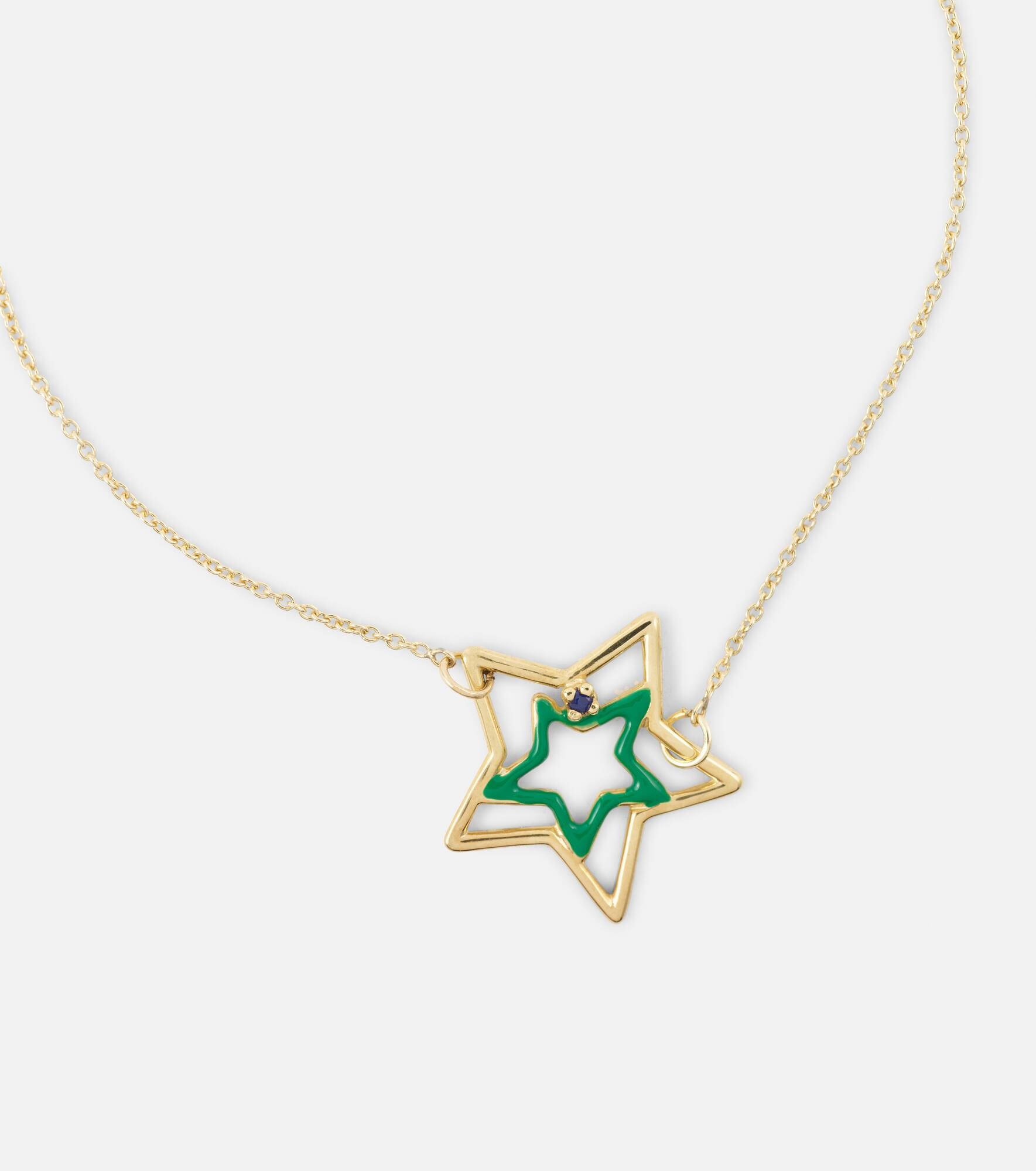 Estrella 9kt gold cord bracelet with enamel and sapphire - 4