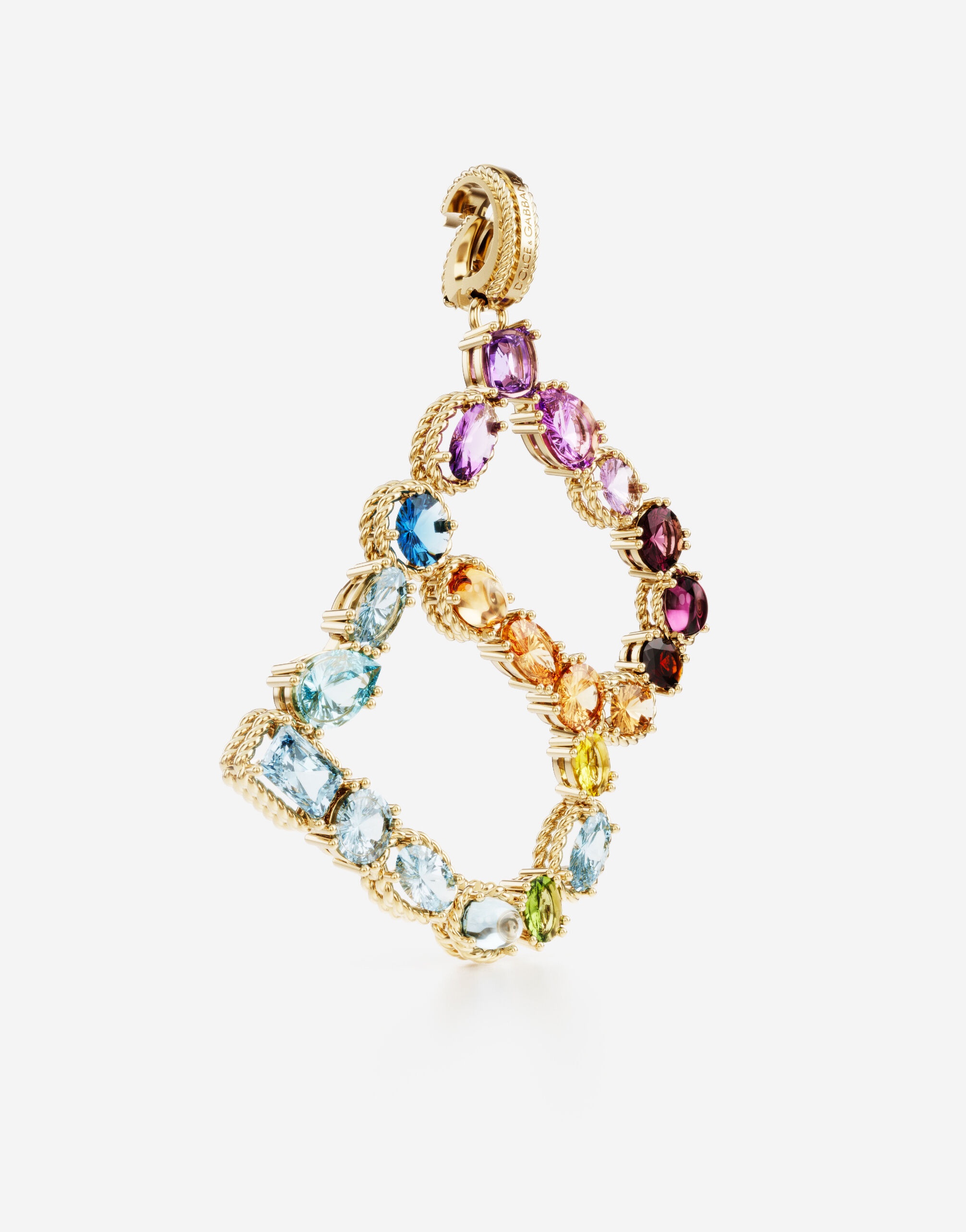 Charm B Lettering 18-carat yellow gold and multicolored gems - 2