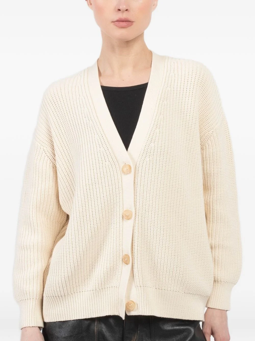 Cocoon button v-neck cardigan - 1
