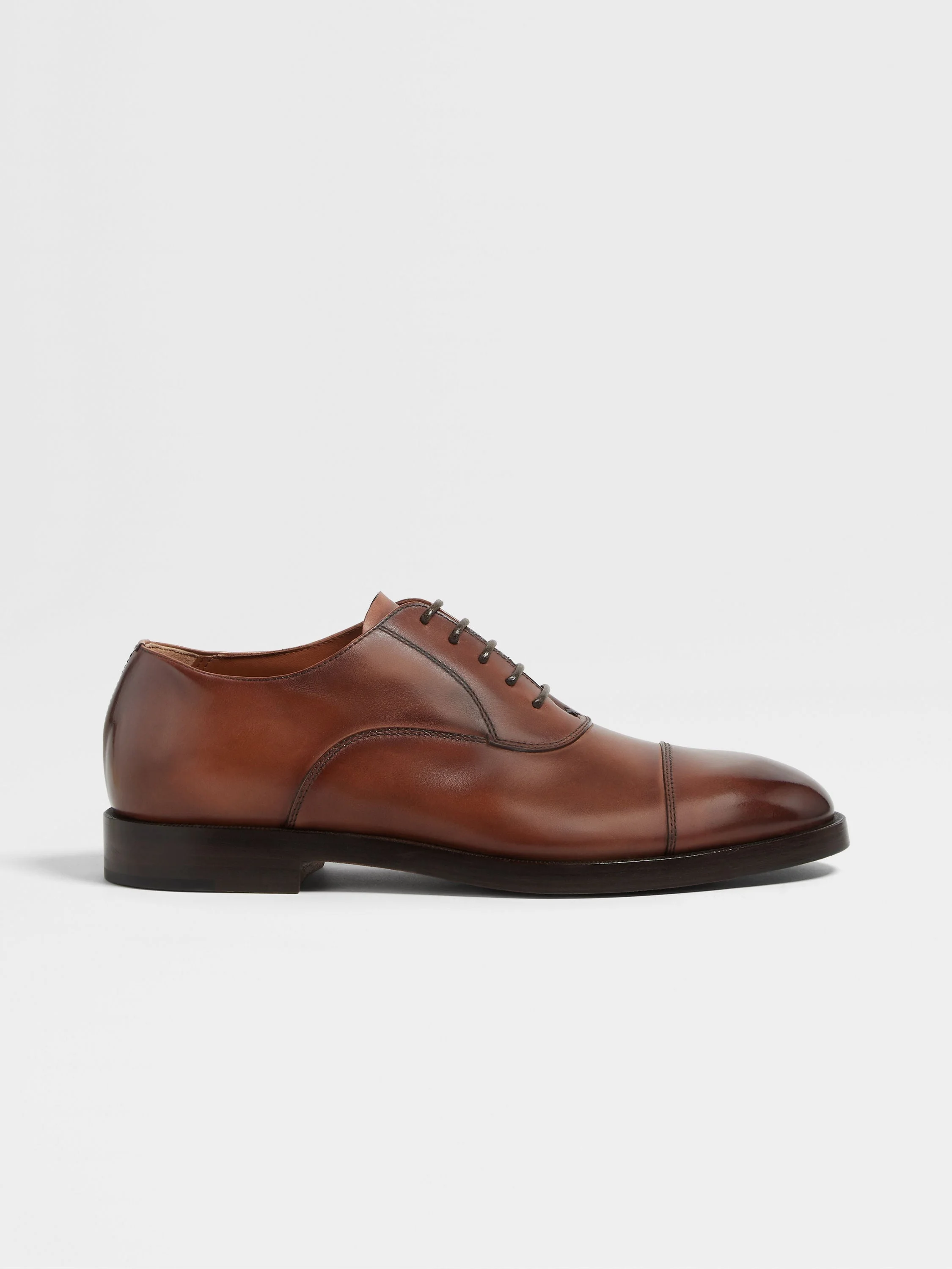 LIGHT BROWN LEATHER TORINO OXFORD SHOES - 1