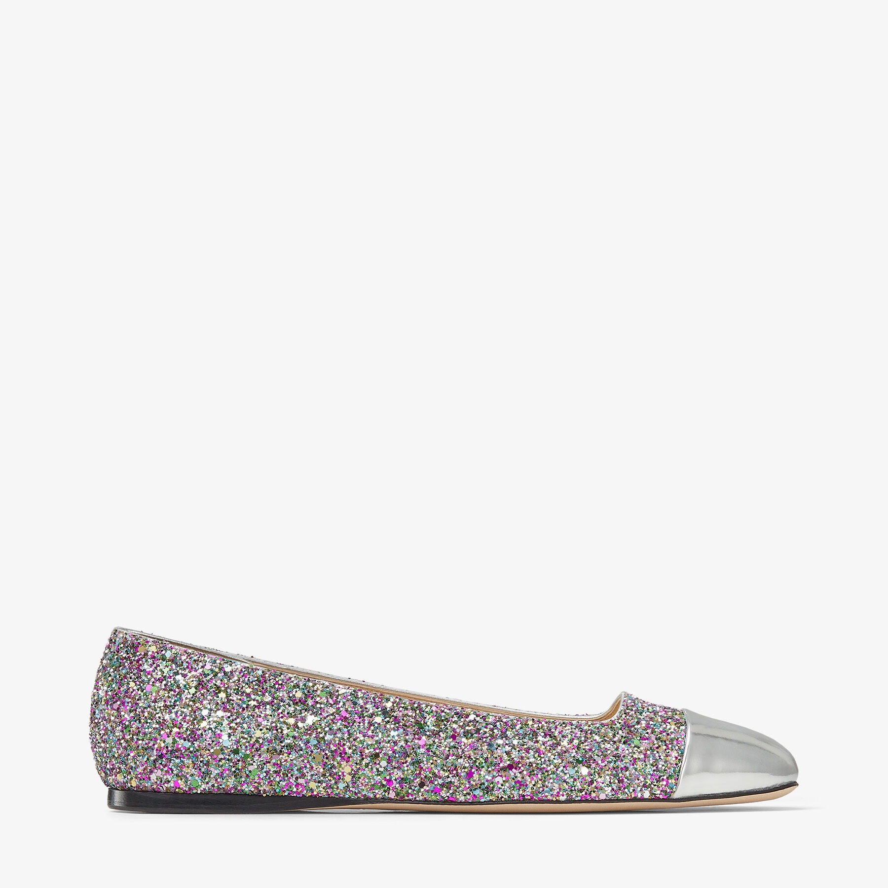 JIMMY CHOO Watson Flat Confetti Coarse Glitter Fabric Flats REVERSIBLE