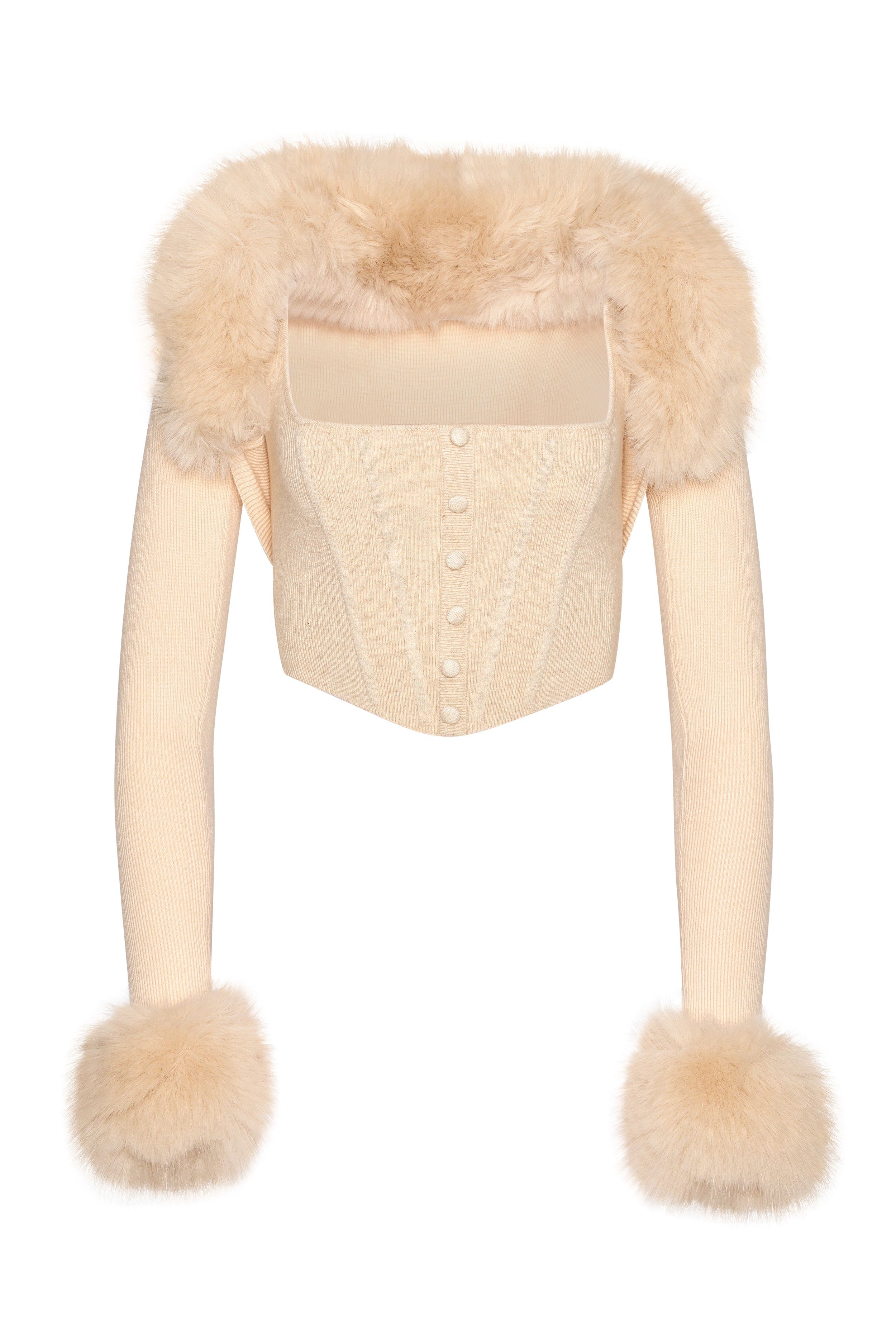 FAUX FUR KNIT BOLERO - 1