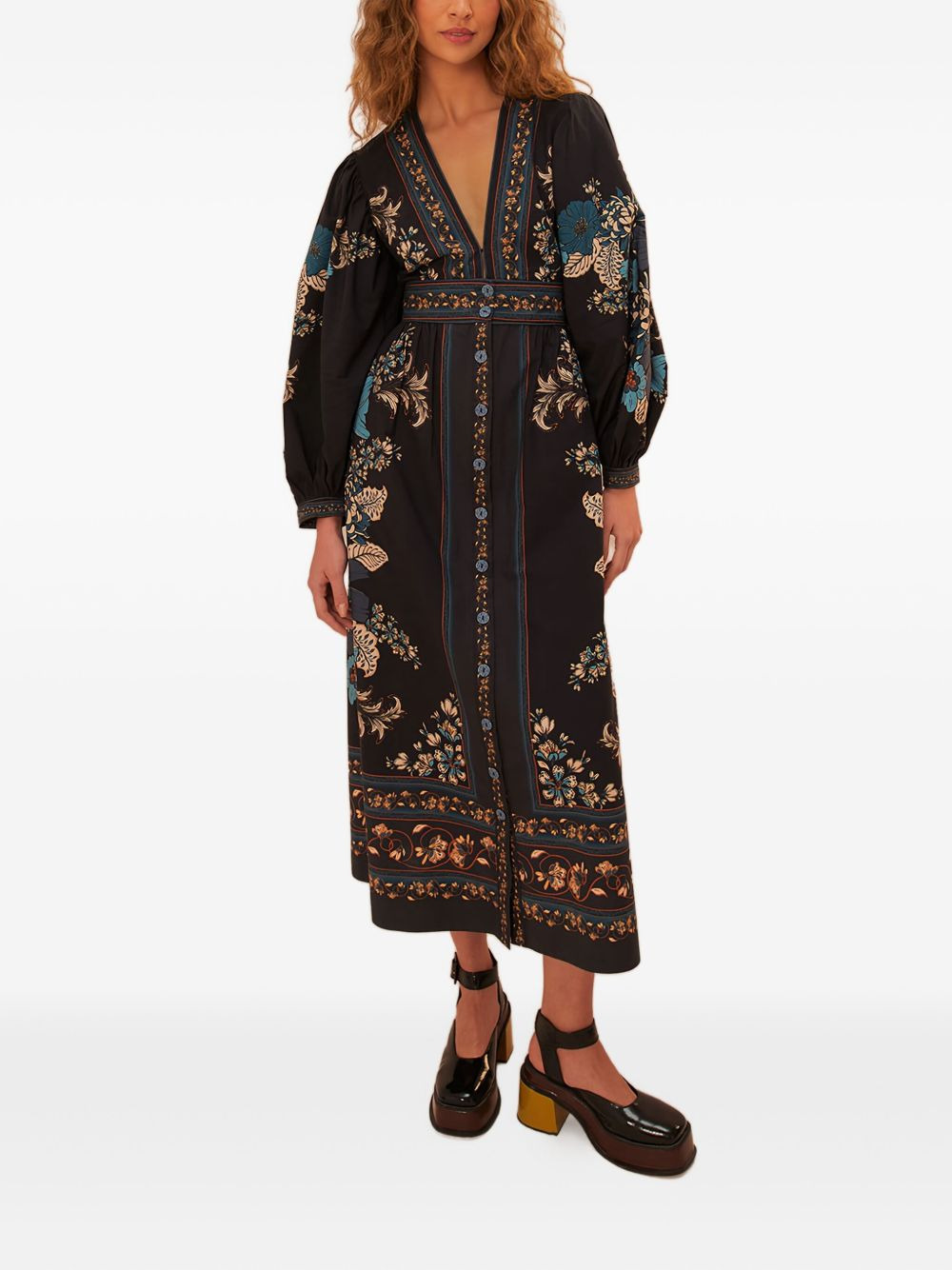 Blossom Tapestry floral-print button-front midi dress - 2